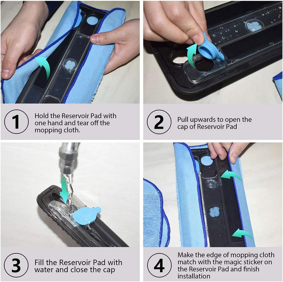 Microiber Washable Wet Mopping Cloths Pads Water Wick Caps Kit Replacement Compatible with iRobot Braava 320 380 381 380T 390 390T Mint 4200 4205 5200 5200C Model, 9 Wet Mops 5 Wick Cap.