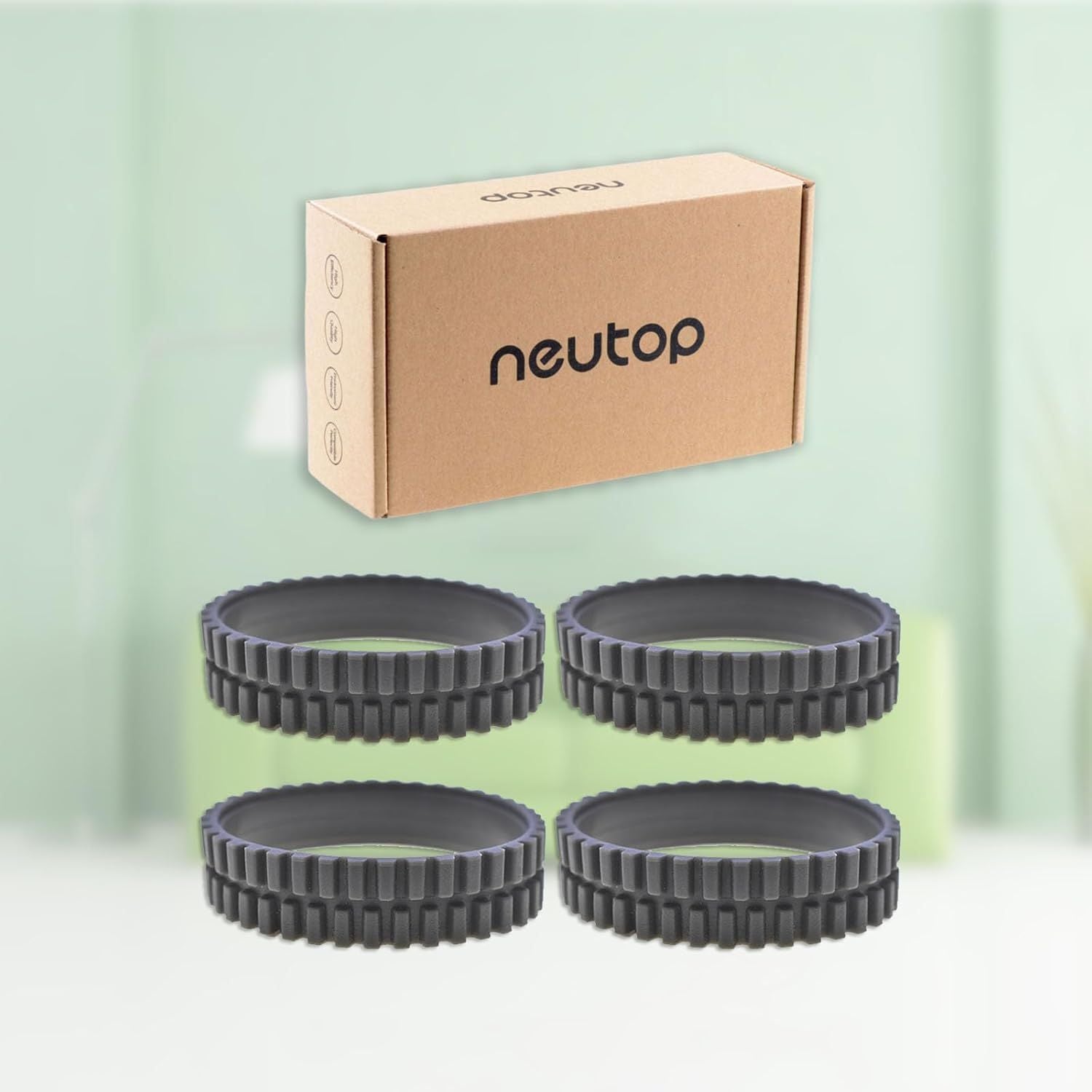 Replacement Rubber Wheel Tires Compatible with euy RoboVac 11S, 11S MAX, 15T, 30, 30C, 15C, 15C MAX, 12, 35C Models, Anti-slip, Great Adhesion and Easy Assembly, 4-Pack.