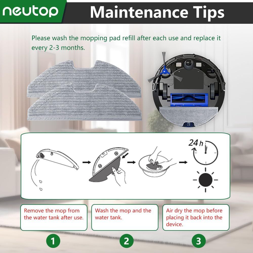 Replacement Washable Mopping Cloth Mop Pads Compatible with euy RoboVac G30/G20/G10 Hybrid, Robot Vacuums Accessory, 6-Pack.