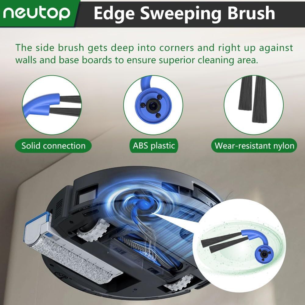 Replacement Parts Compatible with Ecovacs Deebot X11 OmniCyclone, Robot Vacuum Accessories with 1 Main Brush 2 Mopping Roller 4 ilter 4 Side Brush