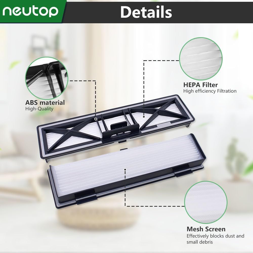 Gray Replacement H12 HEPA ilters Compatible with Neato D10, D9, D8, D7, D6, D5, D4, D3, Robotic Vacuum Cleaners, 5-Pack.