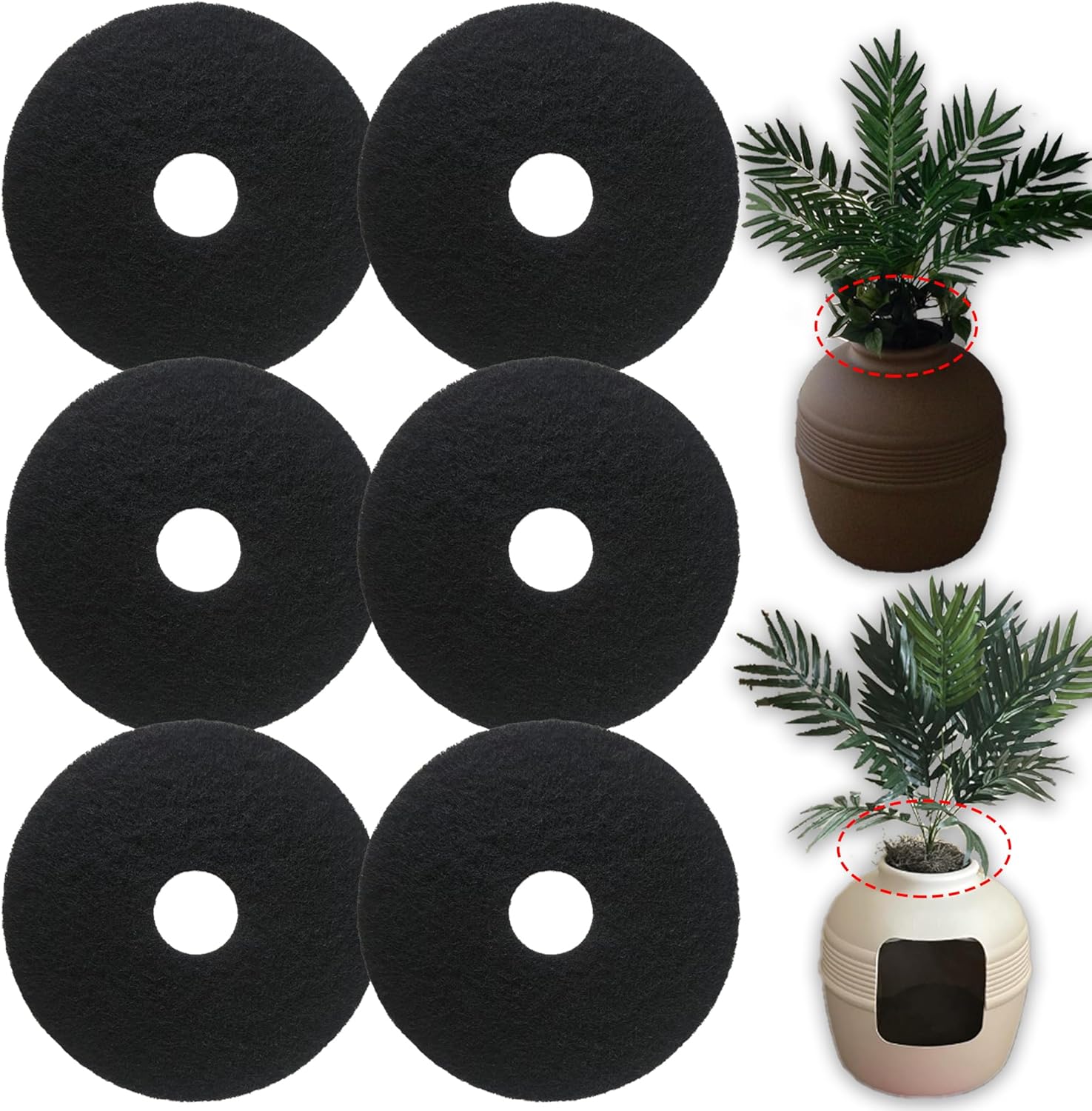 Cat Litter Box Replacement Carbon Charcoal Filters Compatible with Hidden Cat Litter Box 6PCS - Activated Carbon Charcoal Filters for Cat Litter Box, Absorbing Odor, Keep Home Fresh