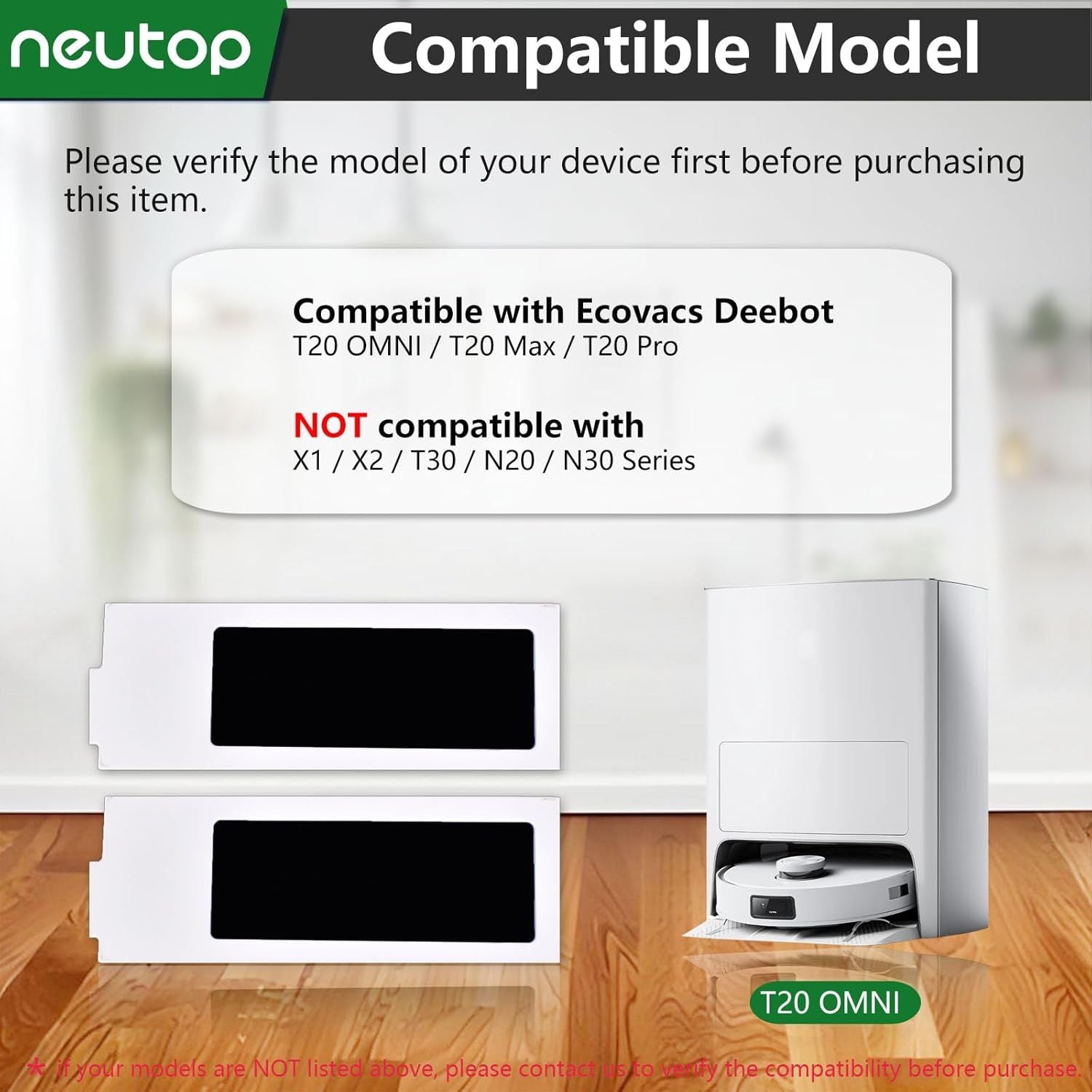 Replacement ilter Sets Parts Compatible with Ecovacs Deebot T20 Omni, T20 Max/Pro, Robot Vacuum Accessories, 12-Pack.