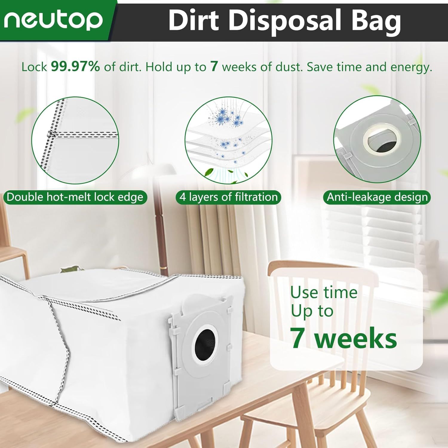 Replacement Parts Compatible with Ecovacs Deebot X8 Pro Omni, Robot Vacuum Accessories with 1 Main Brush 1 Mopping Roller 5 ilter 5 Side Brush 5 Dust Bag