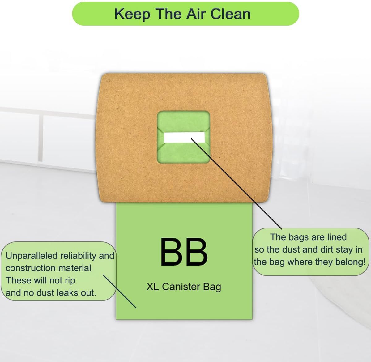 22 Pack PKBB12DW Vacuum Bags Replacement or Oreck BB180, BB280, BB850, BB870, BB880, BB900, BB1000, BB1100, BB1200, CC1600, AK1BB8A, Type BB Compact Canister Bags or Oreck XL Buster B