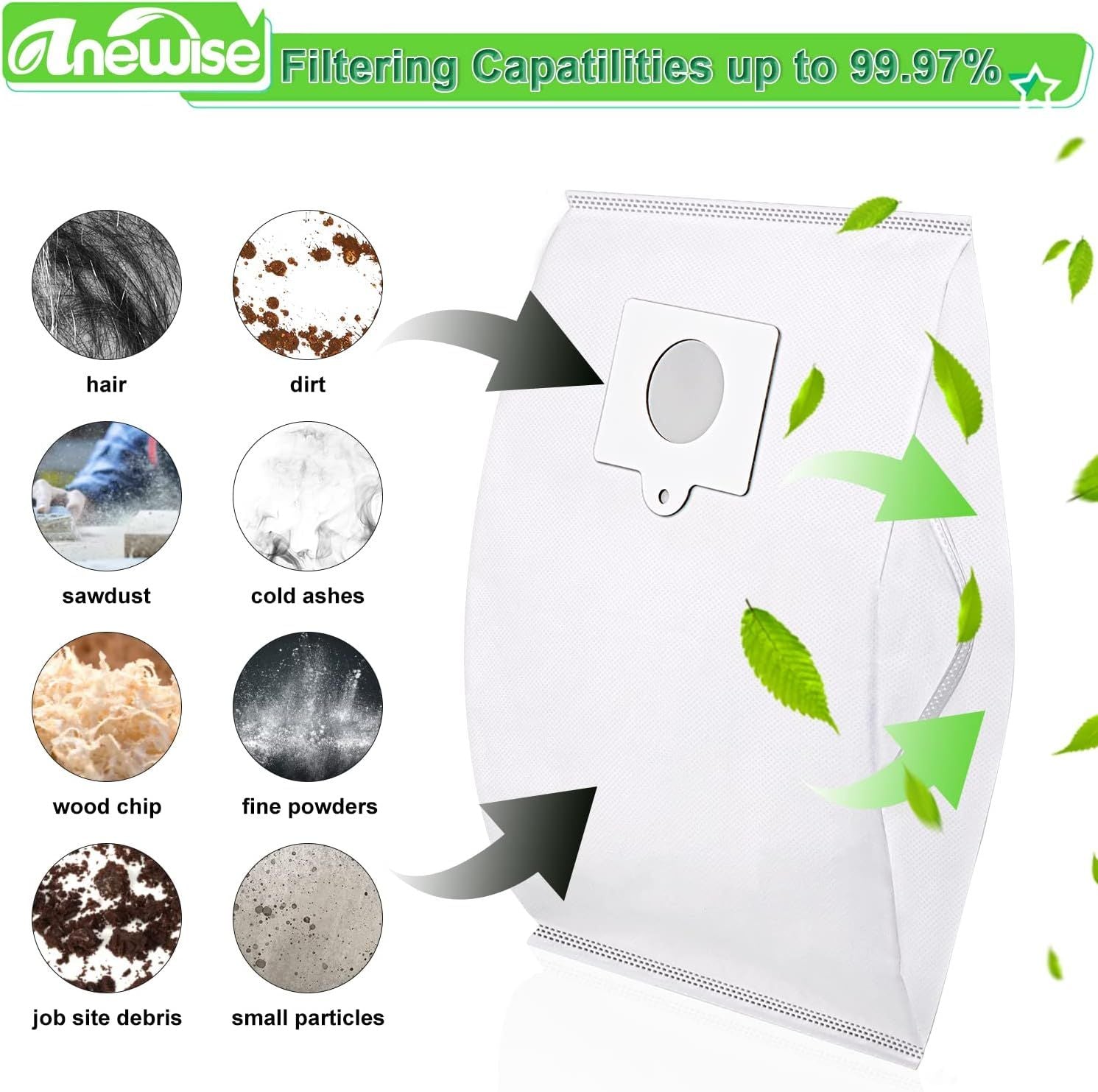 Type Q/C Canister Vacuum Bags 53292 or Kenmore 600 Series 81214 81614 BC4039 400 Series 81414 200 Series 81214 BC4002 700 Series 81714 800 Series Bagged Canister Vacuum Cleaner, 6 Pack