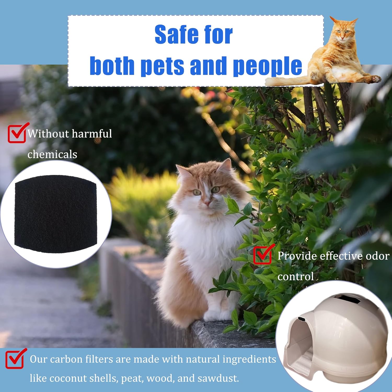 Carbon Filters Compatible with Petmate Booda Clean Step Cat Litter Box - Thickened and Durable Activated Charcoal Filters, Absorb Odors/Control Damp from Pets/Keep Home Fresh 6 Pack