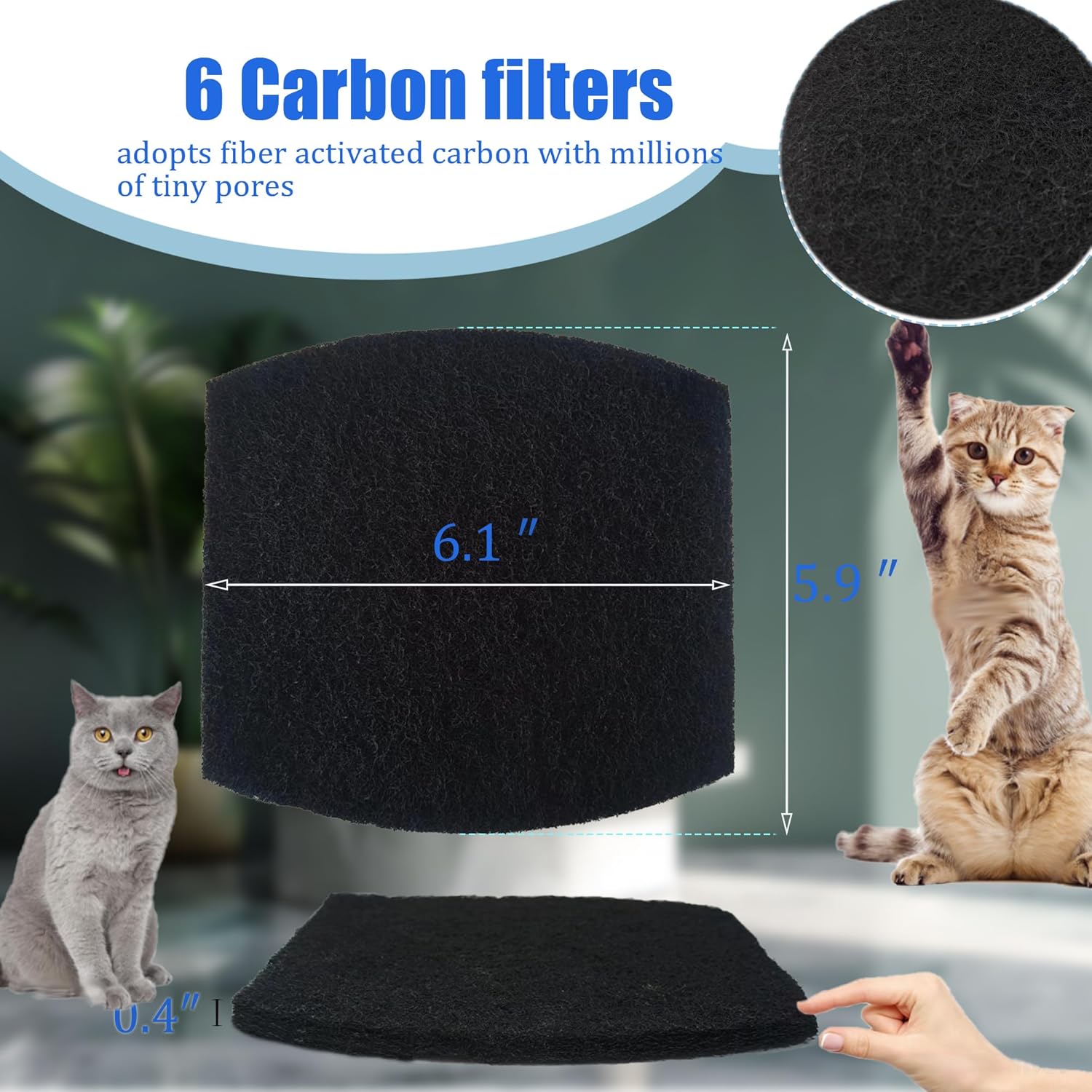 Carbon Filters Compatible with Petmate Booda Clean Step Cat Litter Box - Thickened and Durable Activated Charcoal Filters, Absorb Odors/Control Damp from Pets/Keep Home Fresh 6 Pack