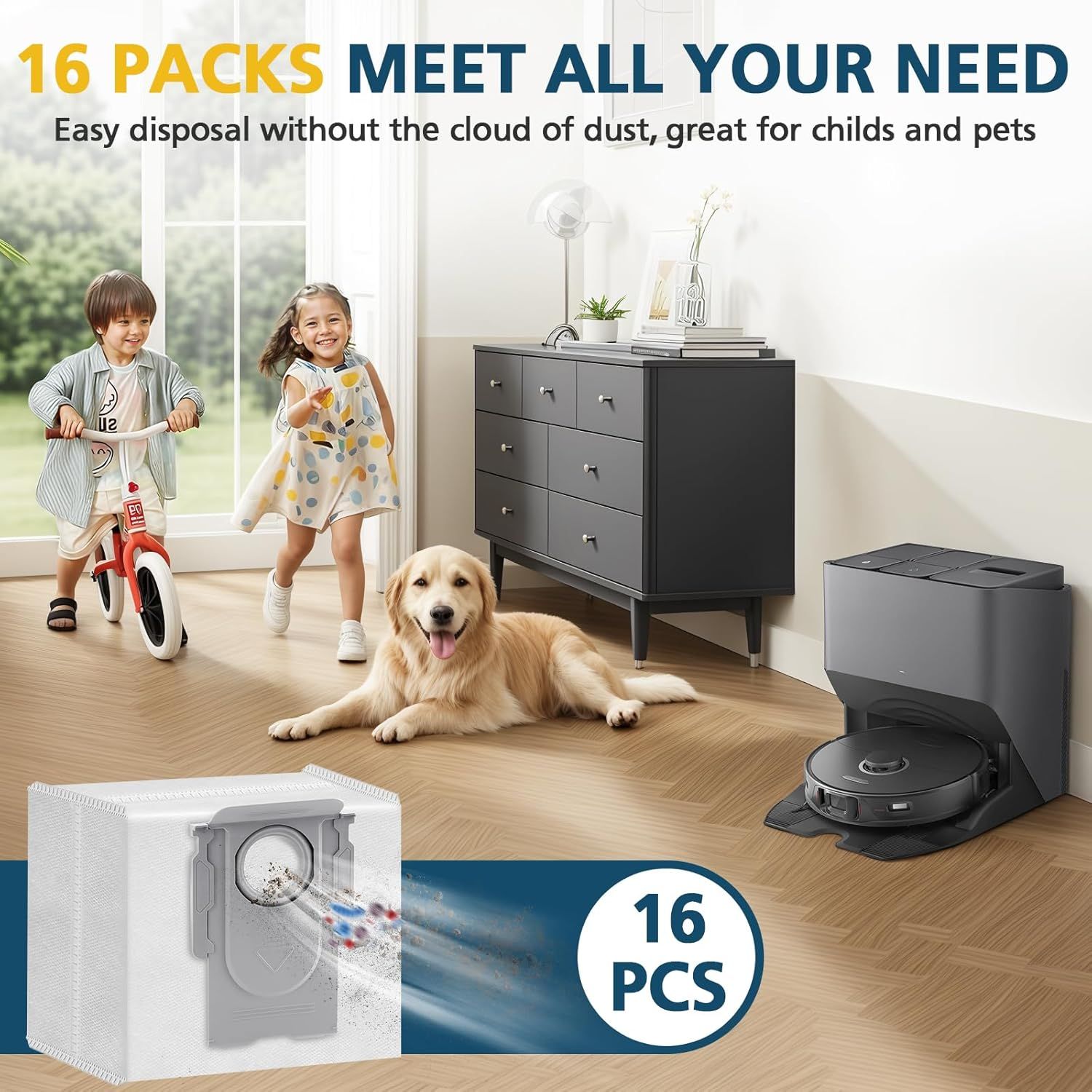 16 Packs Q10 Q7 Q5 Bag Replacement or Q10 S5+, Q7 M5+, Q5 Max+, 3.6L Vaccum Bag or Q10 X5+, Q5+, Q5 Pro+, Q8 Max+, Q7+, Q7 Max+, S8+, S8 Pro Ultra, S7 Pro Ultra, S7 MaxV Ultra