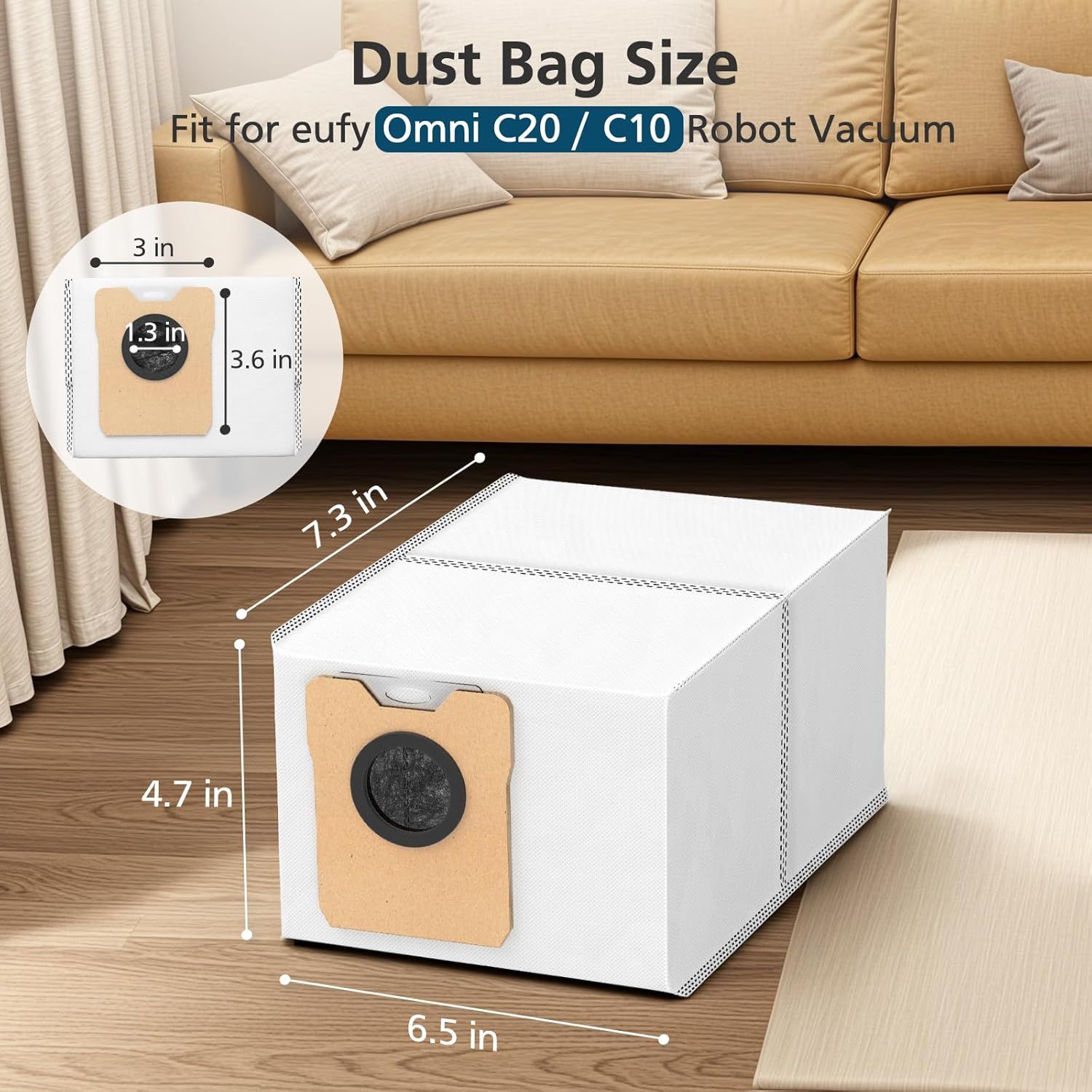 18 pcs Dust Bags or euy Omni C20 C10 Robot Vacuum, 3.6L Large Capacity Replacement Bags with 3-Layer Odorproo & Leakproo abric