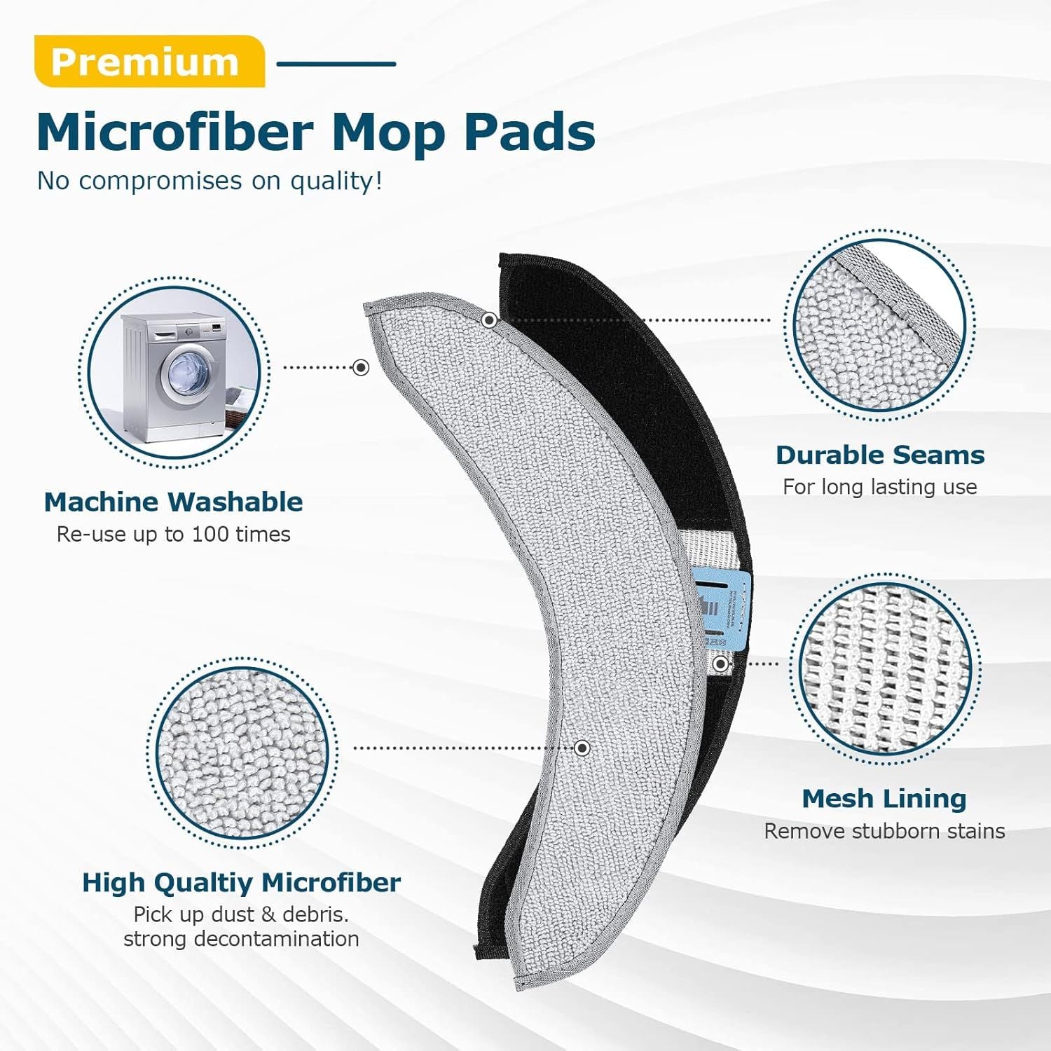 4 Pack Replacement Mop Pads or i-Robot Roomba Combo j7+/ j9+ Accessories, Microiber Washable Mopping Pad or iRobot Roomba Combo j7+/ j9+ Robot Vacuum and Mop Not its or Roomba j7/ j7+/ j9+
