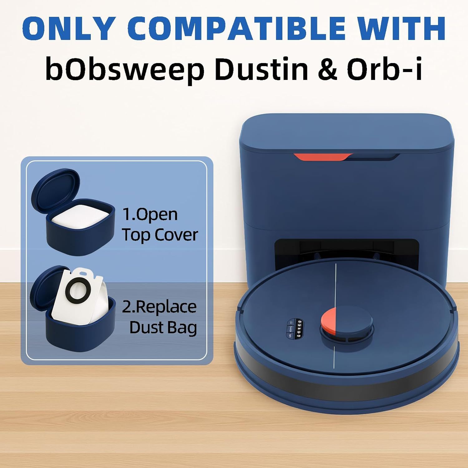10 Pack 4.6 Liter Disposable Dust Bag Compatible with bObsweep Dustin & Orb-i Sel-Emptying Robot Vacuum Replacement Parts Accessories, 10 Vacuum Bags