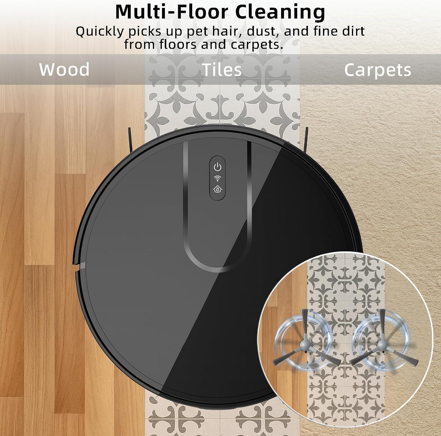 Accessories Kit or ROPVACNIC S1, or Tipdiy G90, or betboyles V75S, or VIPSUN Z1, or PrettyCare C2 Robot Vacuum Replacement Parts, 10 Side Brush, 6 HEPA ilter, 6 Mop Pad