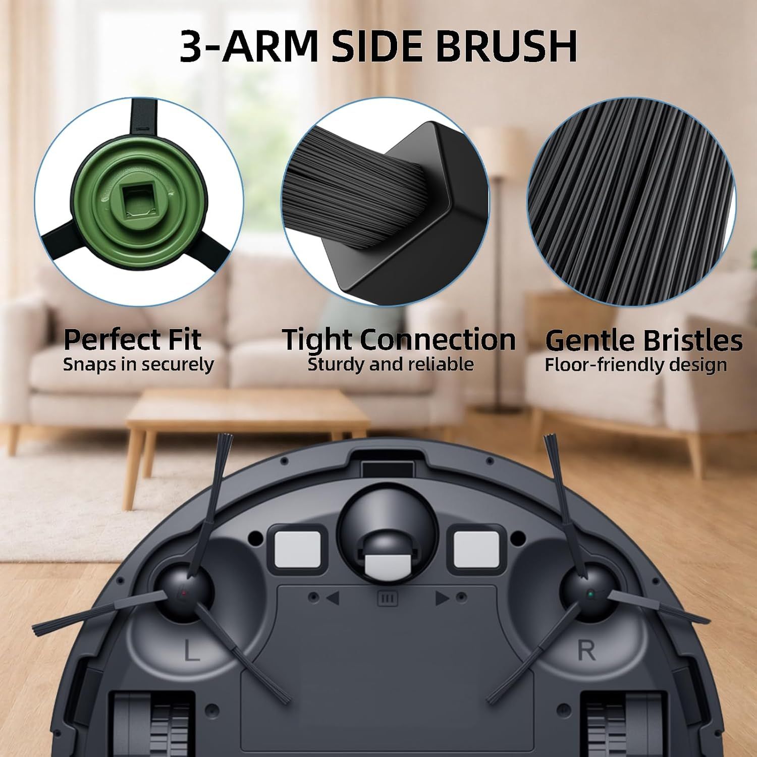 20-Piece Accessories Kit Compatible with Tikom G8000 Max / L8000 Pro 2025 New Vision / L8000 Plus Robot Vacuum Replacement Parts, Includes 2 Main Brushes, 6 Side Brushes, 6 HEPA ilters, 6 Mop Pads