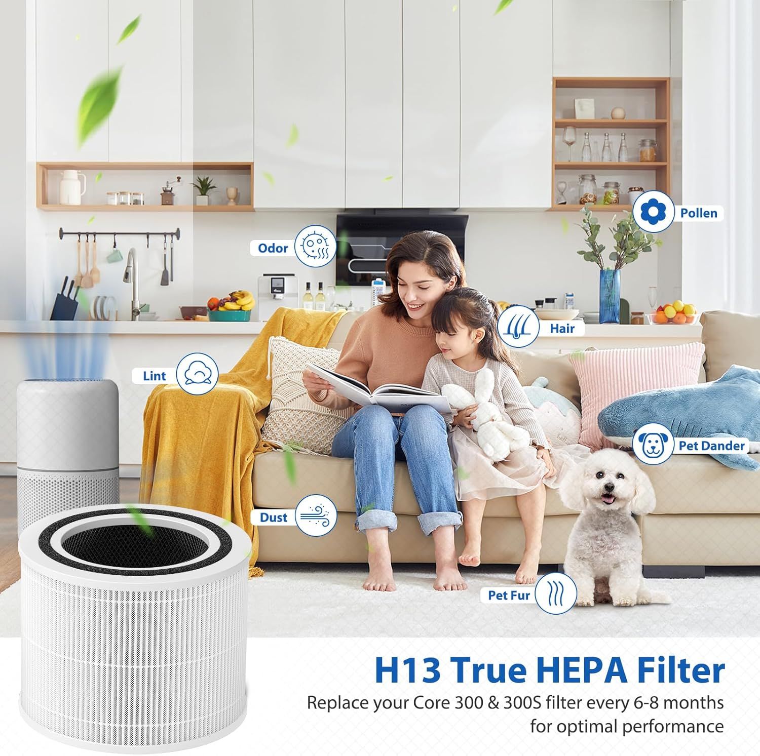 Core 300 Replacement ilter or LEVOIT Core 300, Core 300-P, Core 300S Vortex Air Air Puriier, 3-in-1 H13 Grade True HEPA ilter Replacement 2 Pack, Compare Part No. Core 300-R White