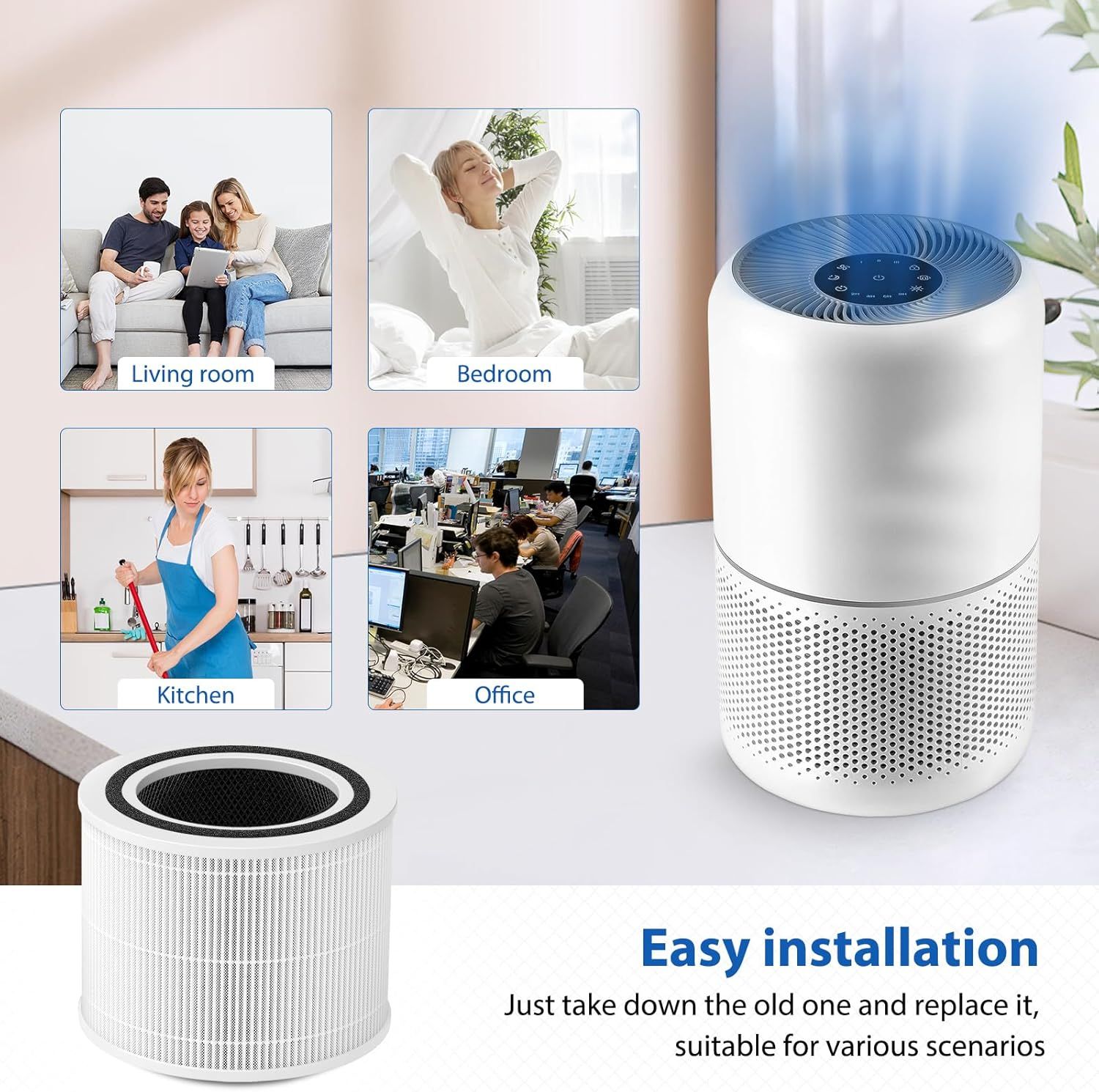 Core 300 Replacement ilter or LEVOIT Core 300, Core 300-P, Core 300S Vortex Air Air Puriier, 3-in-1 H13 Grade True HEPA ilter Replacement 2 Pack, Compare Part No. Core 300-R White