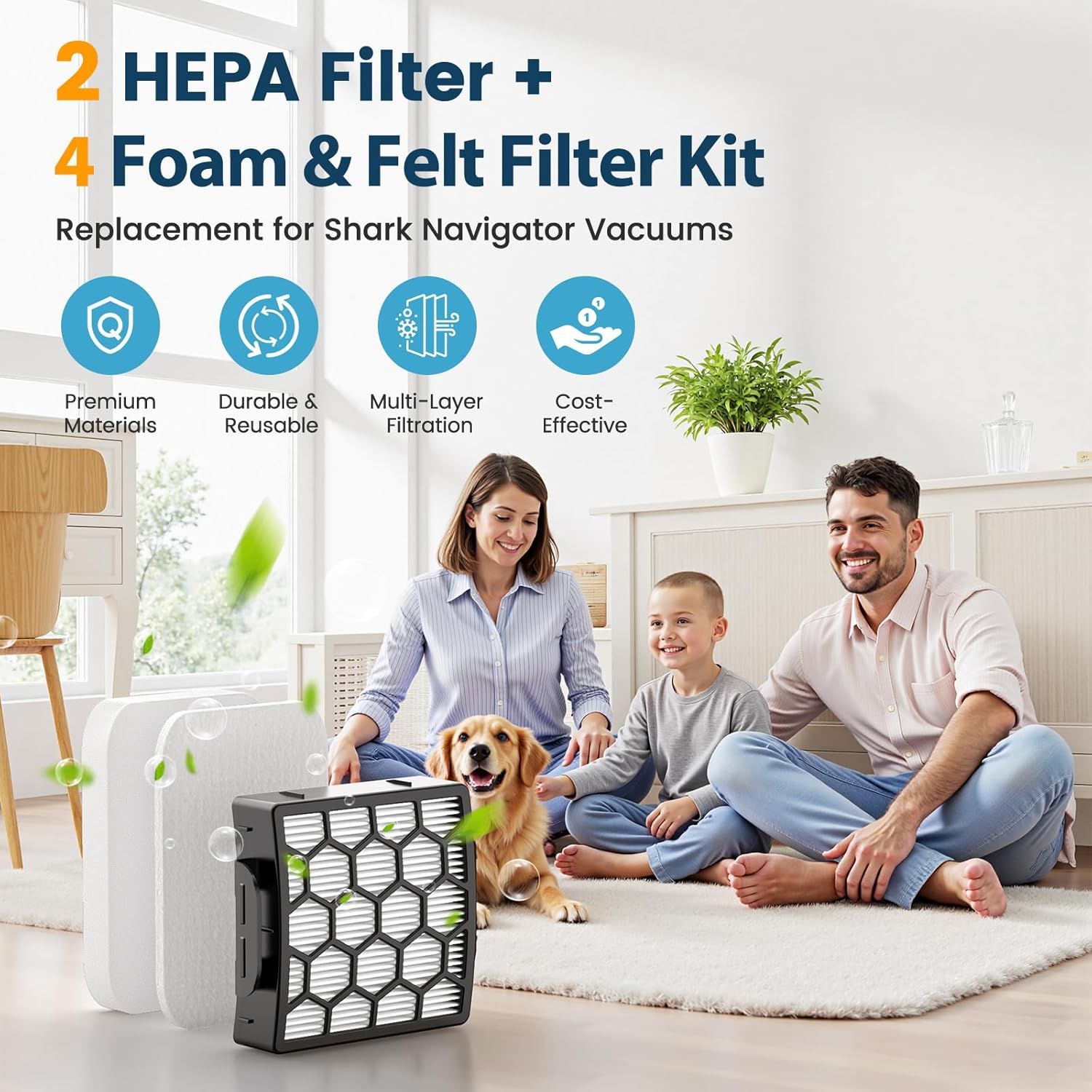 ilters or Shark Navigator Zero-M Sel-Cleaning Brushroll Pet Pro Upright Vacuum ZU60 ZU62 ZU62C NV251,NV255, Replacement Parts Parts #1238T60&1239T60