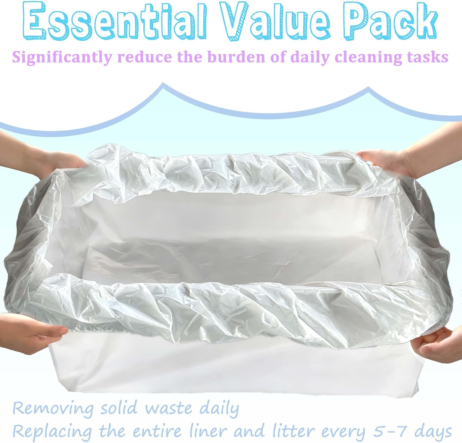 Large Cat Litter Liners, Jumbo Drawstring Leakproof Bags for IRIS Cat Litter Boxes, Heavy Duty 2 MIL Tear-Resistant Extra Durable Disposable Bags for Most Cat Litter Pans, 42“ x 20”, 16PCS