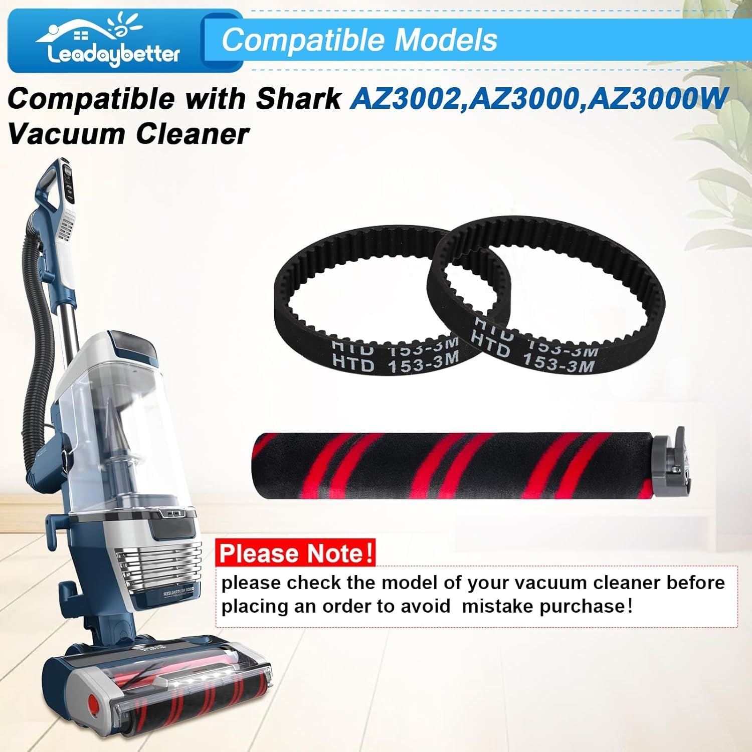 AZ3002 LA702 LA700 Replacement or Shark AZ3002 AZ3000 AZ3000W LA702 LA700 LA555 Stratos DuoClean Powerins Upright Vacuum，Accessories Kit Includes 1 Brush Roll +2 Belt