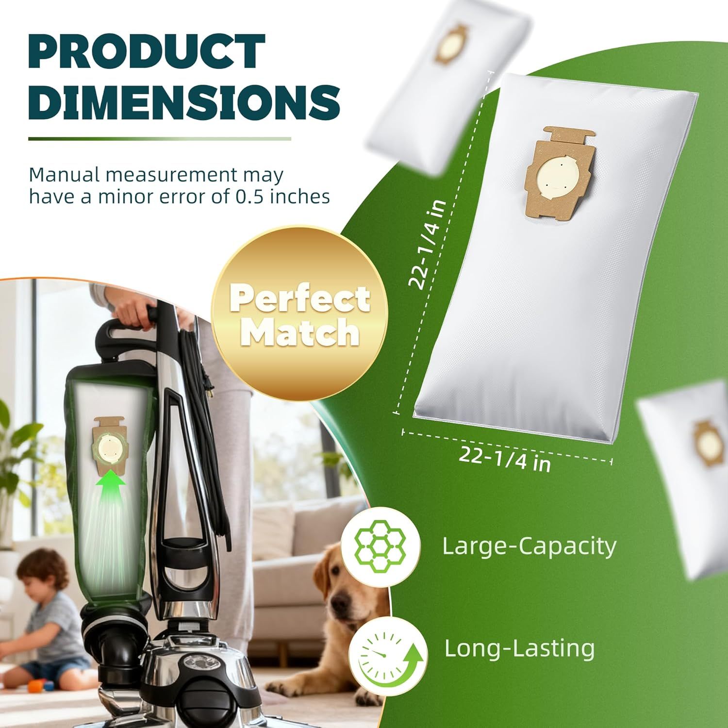 12 Pack Vacuum Bags Model 204814 Compatible with Kirby Sentria/Avalir/Ultimate G Series | Replaces -Style & Twist-Style 204811 205811 204808 | Replacement Parts by