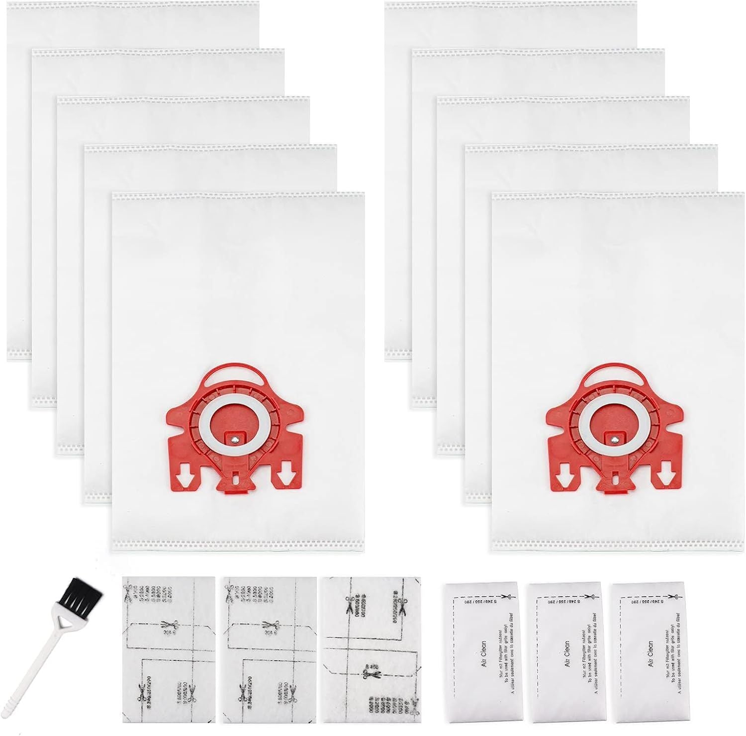 3D Airclean Dust Bags Replacement or Miele JM Vacuum Compact C2 Compact C1 Complete C1 S241 S290 S300i S500 S700 S4 S6 Series Pack o 10 with 3 Motor Protection ilters 3 Air.Clean ilters