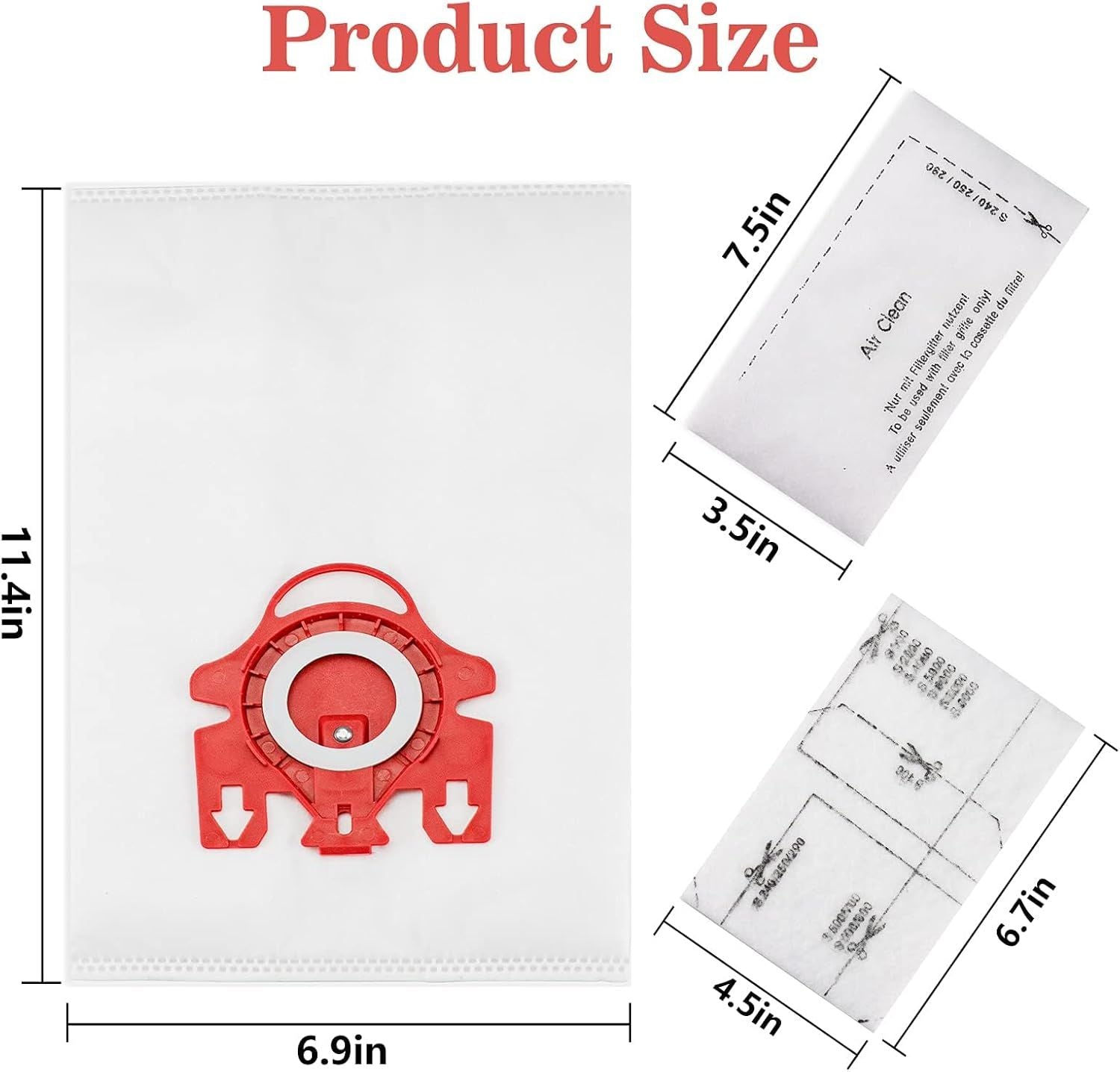 3D Airclean Dust Bags Replacement or Miele JM Vacuum Compact C2 Compact C1 Complete C1 S241 S290 S300i S500 S700 S4 S6 Series Pack o 10 with 3 Motor Protection ilters 3 Air.Clean ilters