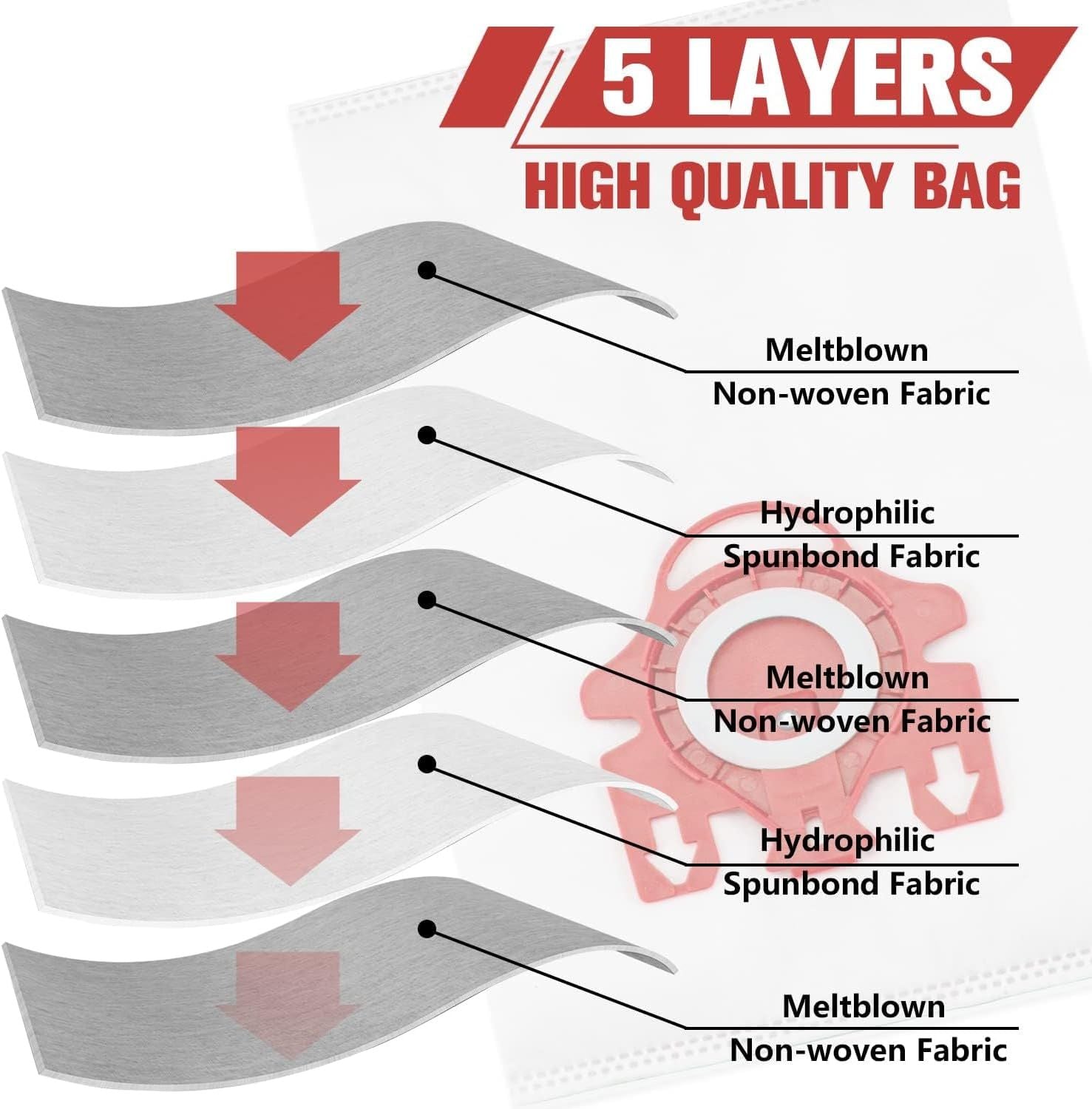 3D Airclean Dust Bags Replacement or Miele JM Vacuum Compact C2 Compact C1 Complete C1 S241 S290 S300i S500 S700 S4 S6 Series Pack o 10 with 3 Motor Protection ilters 3 Air.Clean ilters