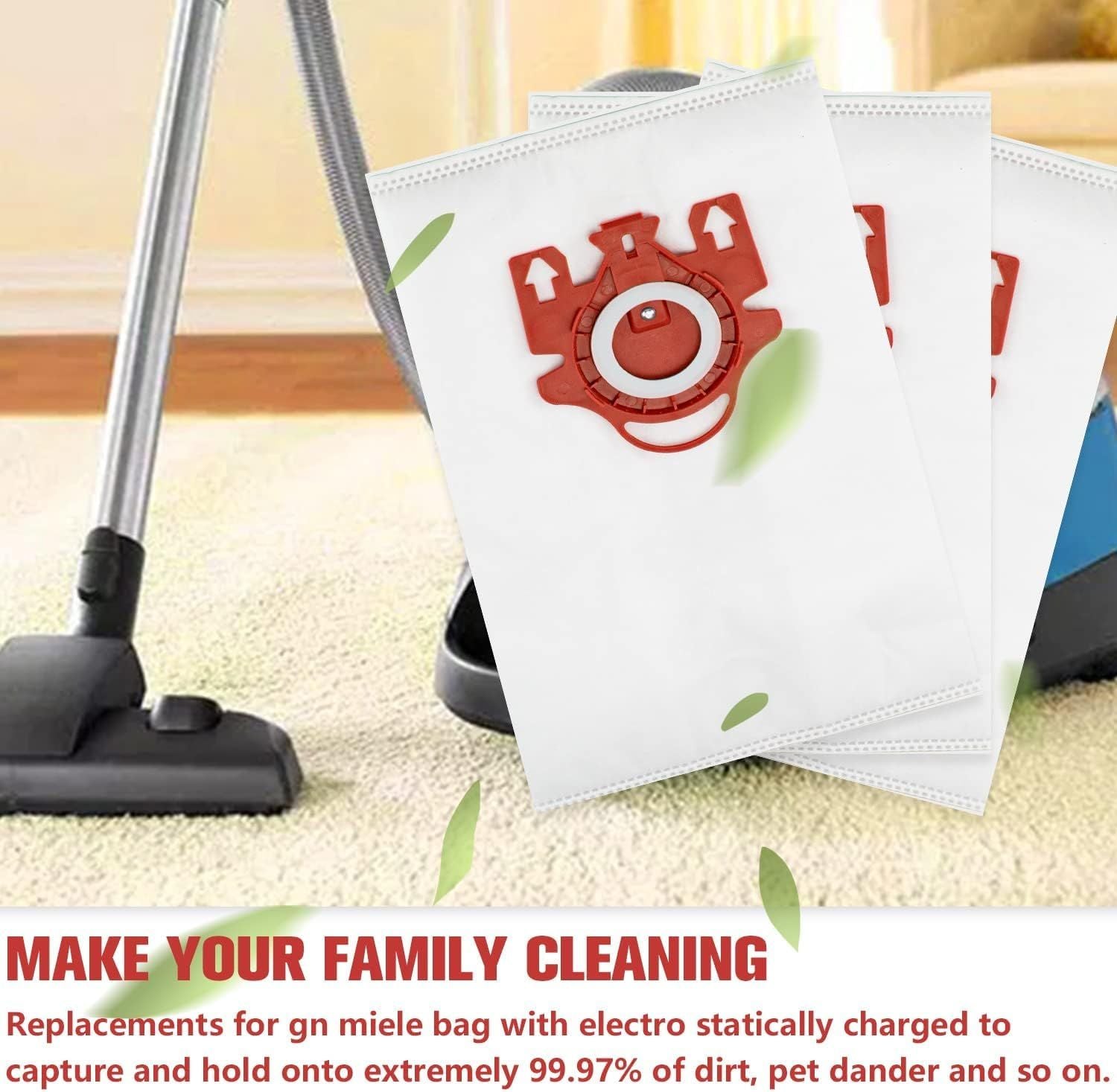 3D Airclean Dust Bags Replacement or Miele JM Vacuum Compact C2 Compact C1 Complete C1 S241 S290 S300i S500 S700 S4 S6 Series Pack o 10 with 3 Motor Protection ilters 3 Air.Clean ilters