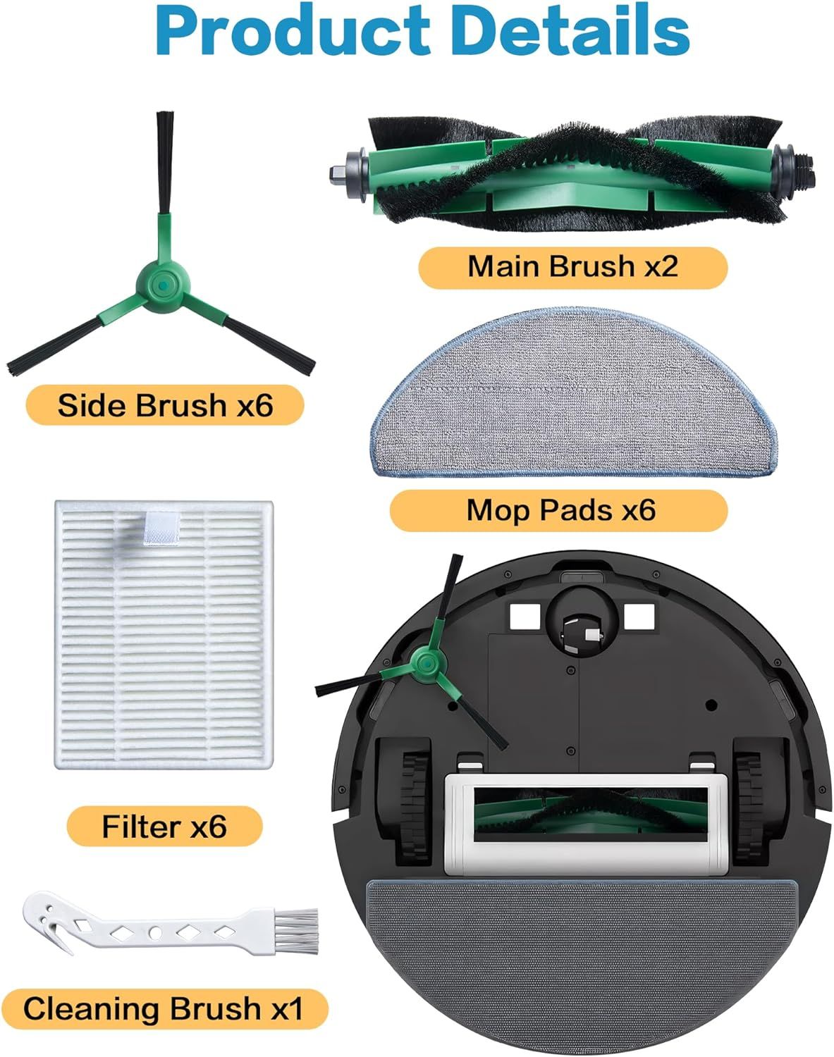 Replacement Parts or iRobot Roomba 104 Combo, 105 Combo, Essential Y0140 Y0112 Y0110 Robot Q0120 Q0110, 21 Pack Quality Accessories or Better Cleaning Perormance