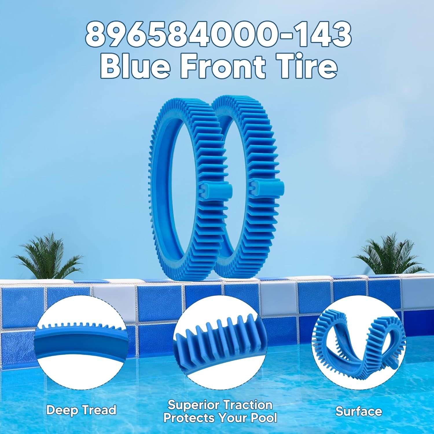 896584000-143 Blue ront Tire Kit with Super Hump Replacement or Haywood Poolvergnuegen Select Pool Cleaners and Perectly Compatible with Hayward Phoenix Cleaners 2 Pack