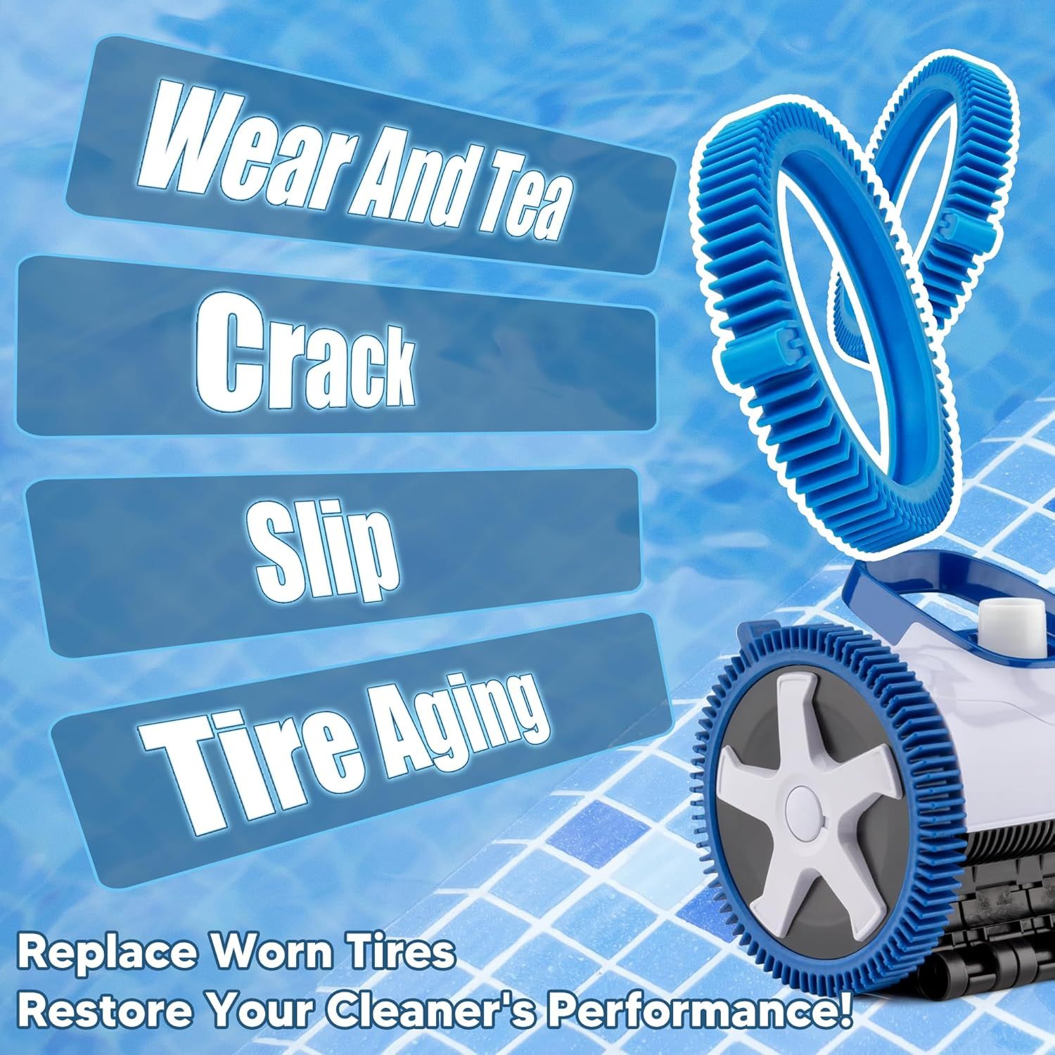 896584000-143 Blue ront Tire Kit with Super Hump Replacement or Haywood Poolvergnuegen Select Pool Cleaners and Perectly Compatible with Hayward Phoenix Cleaners 2 Pack