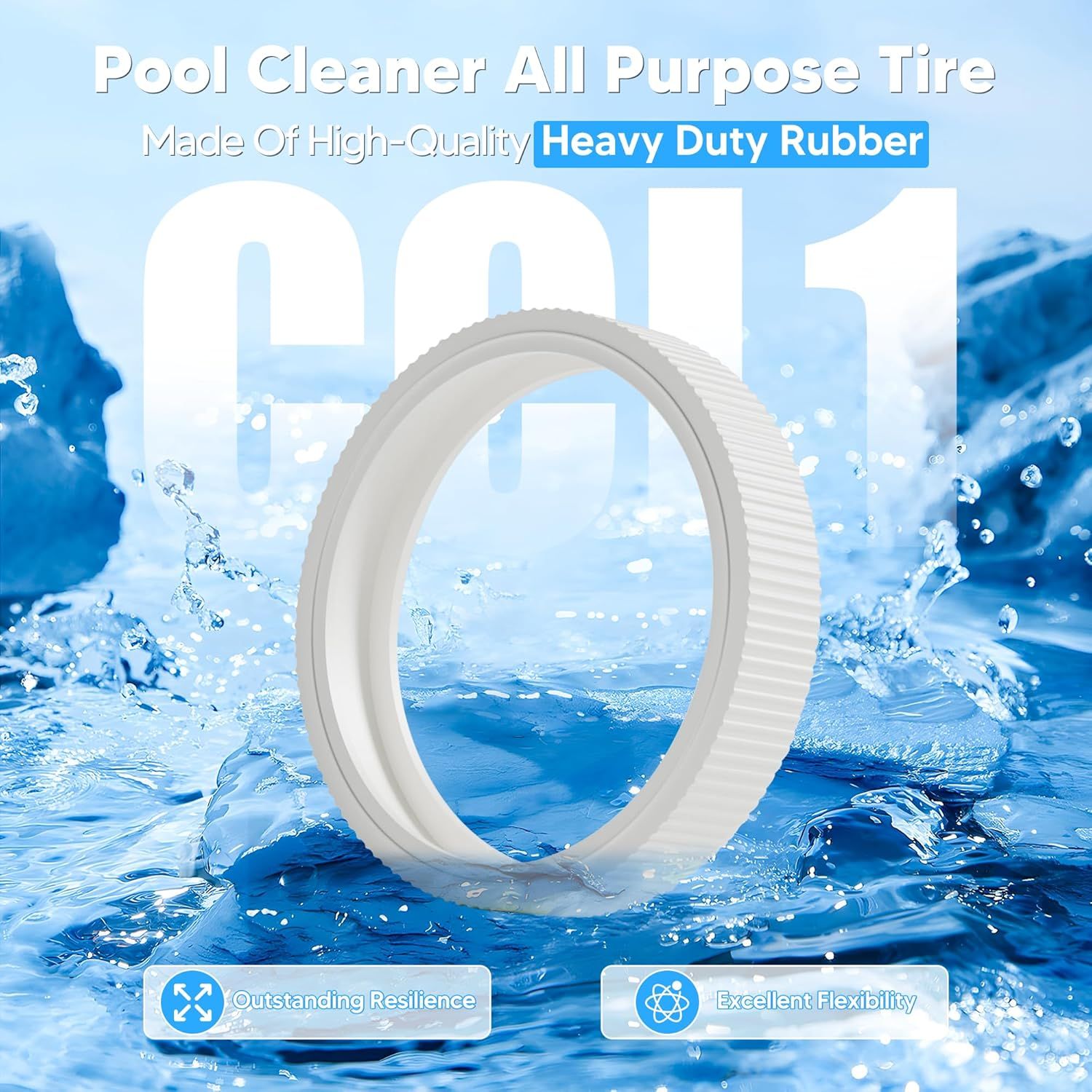 Upgraded Rubber Tire with Treads LLC1 Tire and 360007 Tire Replacement or Pentair Legend Pool Cleaner Wheel Rubber Tires Automatic Pool and Spa Cleaner 4 Pack