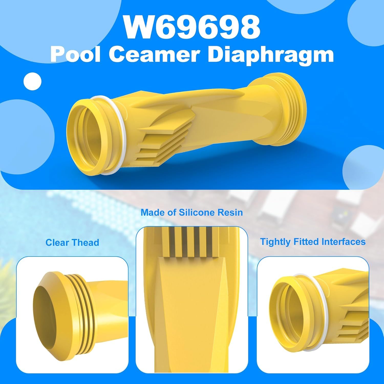 W69698 Pool Cleaner Diaphragm with W81600 Rataining Ring Long-Lie Replacement or Zodiac Baracuda G3 G4 4 Pack