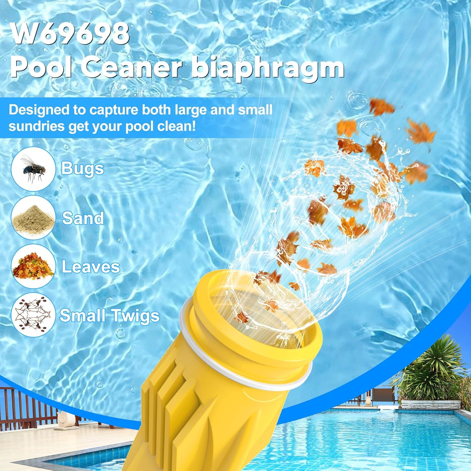 W69698 Pool Cleaner Diaphragm with W81600 Rataining Ring Long-Lie Replacement or Zodiac Baracuda G3 G4 4 Pack