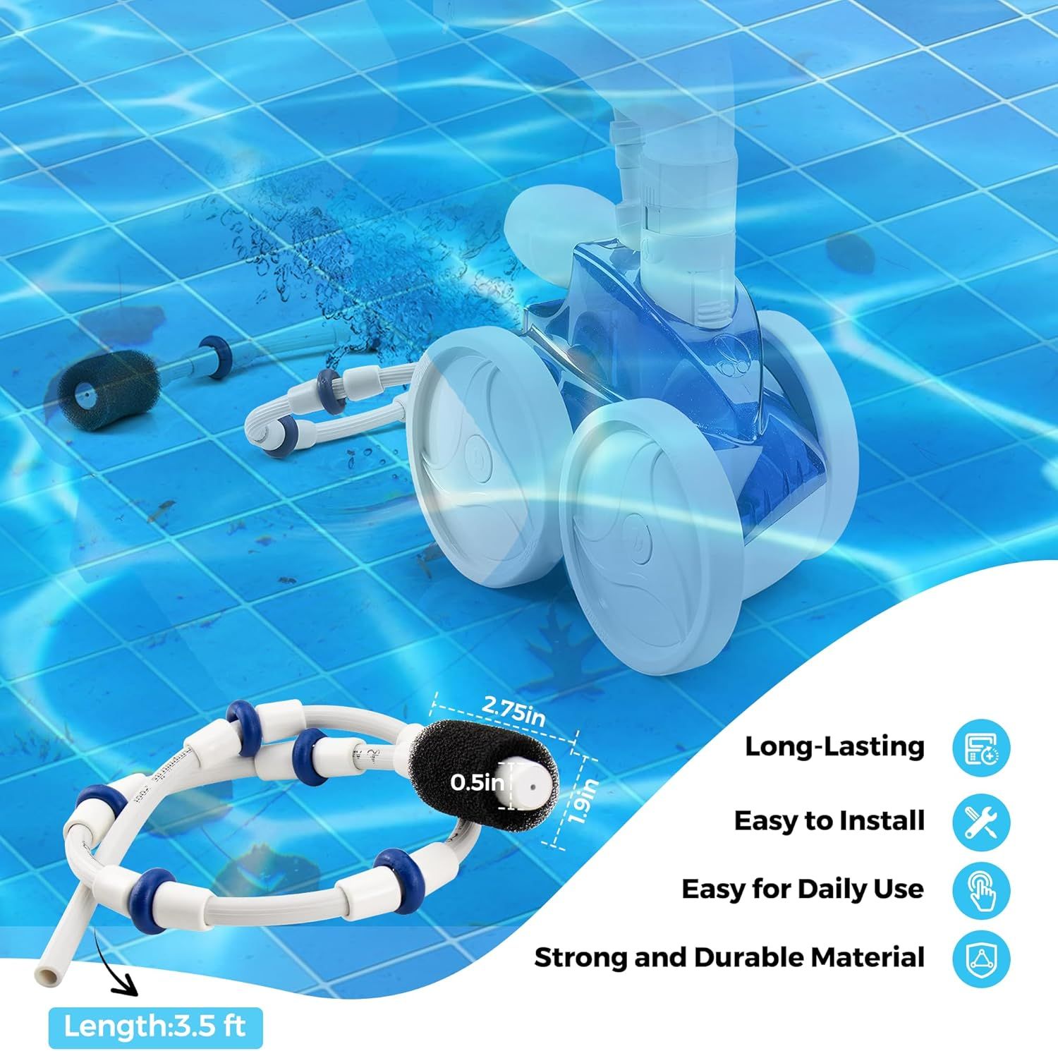 Automatic Pool Cleaner Sweep Hose Complete B5 B-5 Replacement or Zodiac Polaris 280 380 480 180 Pool Cleaner 1 Pack