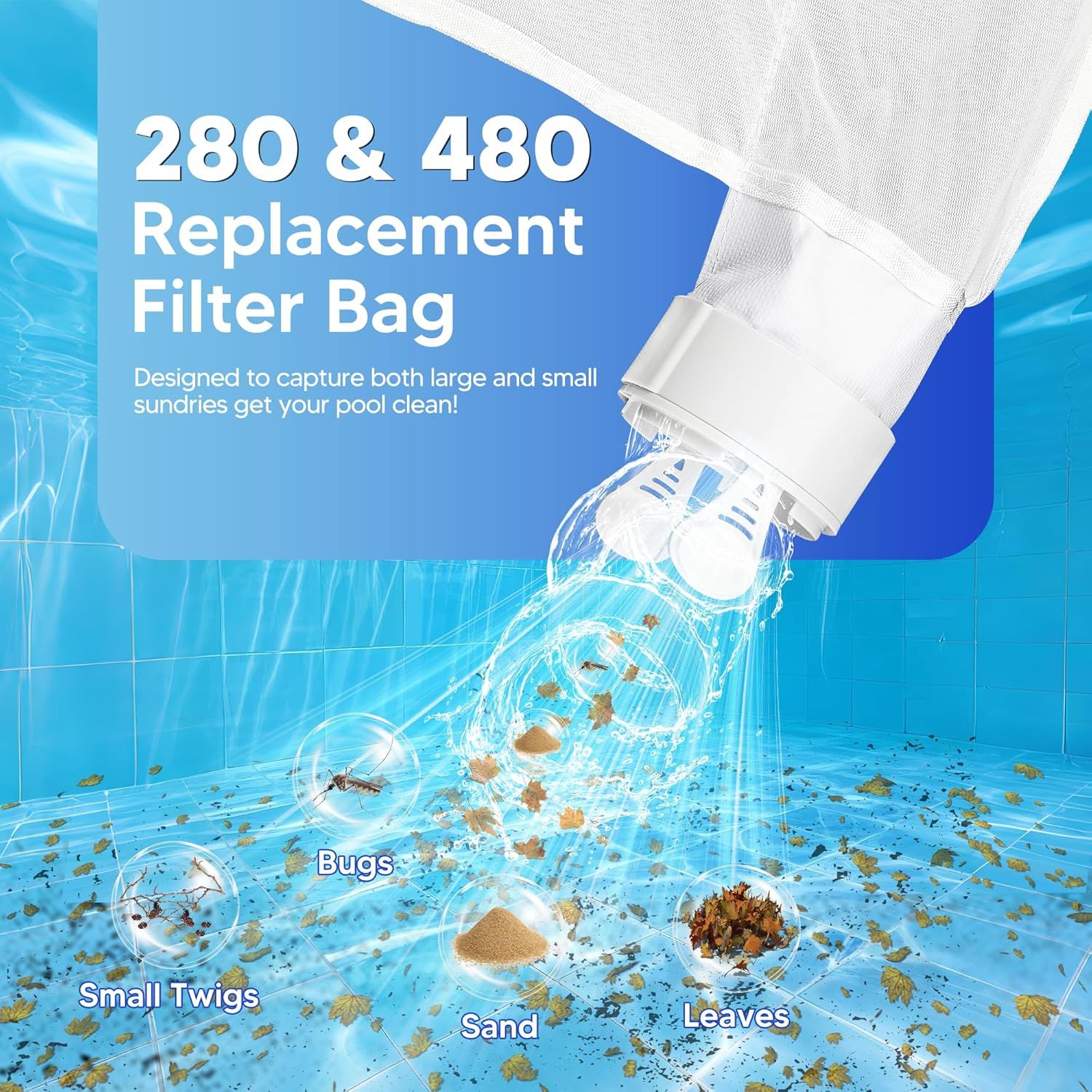 Pool Spa Bags ilter Bag Replacement or Polaris 280, 480 Pool Cleaner Bags K13 K16, 2 Pack