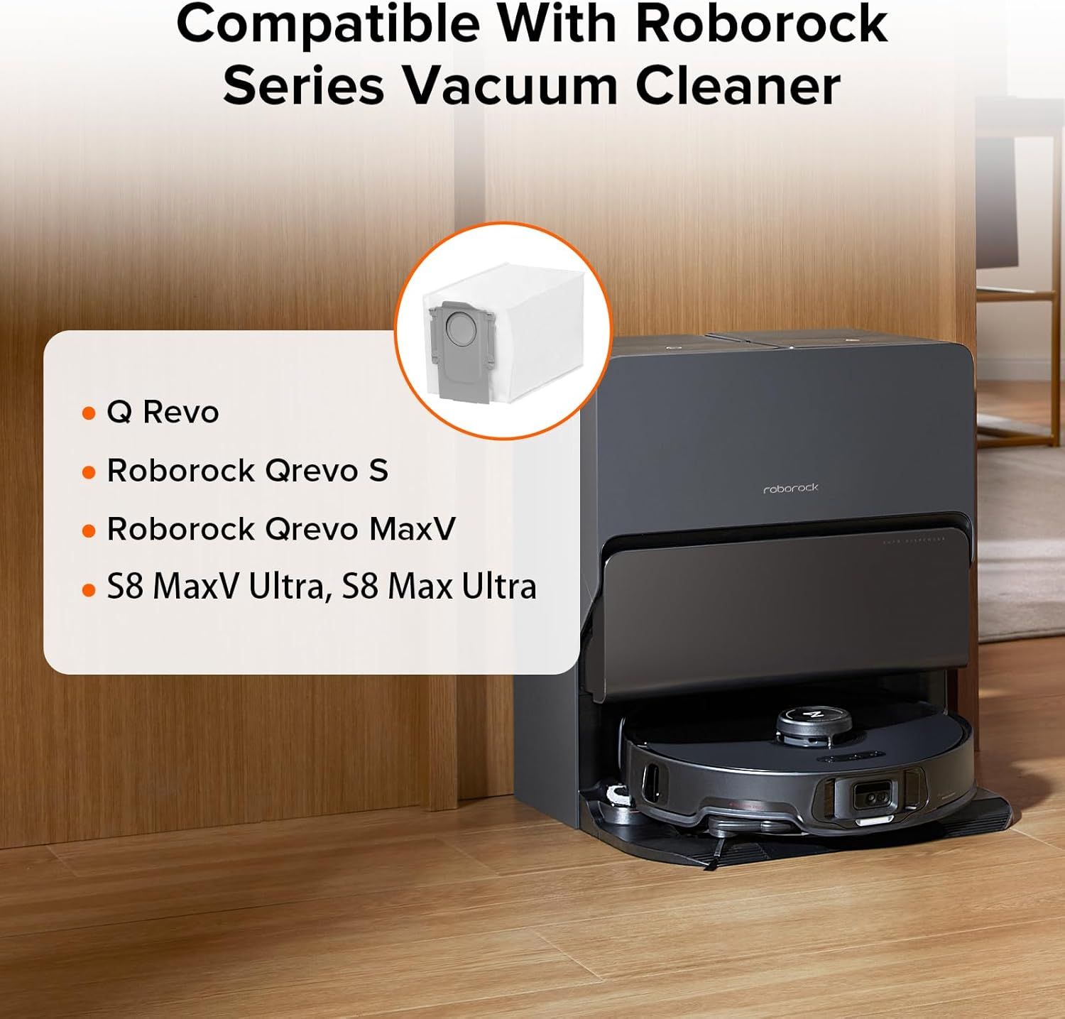 6 Packs Disposable Dust Bags or QV35A, Saros10series, Saros20, Saros 20 Sonic, QrevoCurv2low, QrevoCurv, QrevoEdgeS5A, QrevoSlim, S8MaxUltra, QrevoMaxV, QRevo series Robot Vacuum
