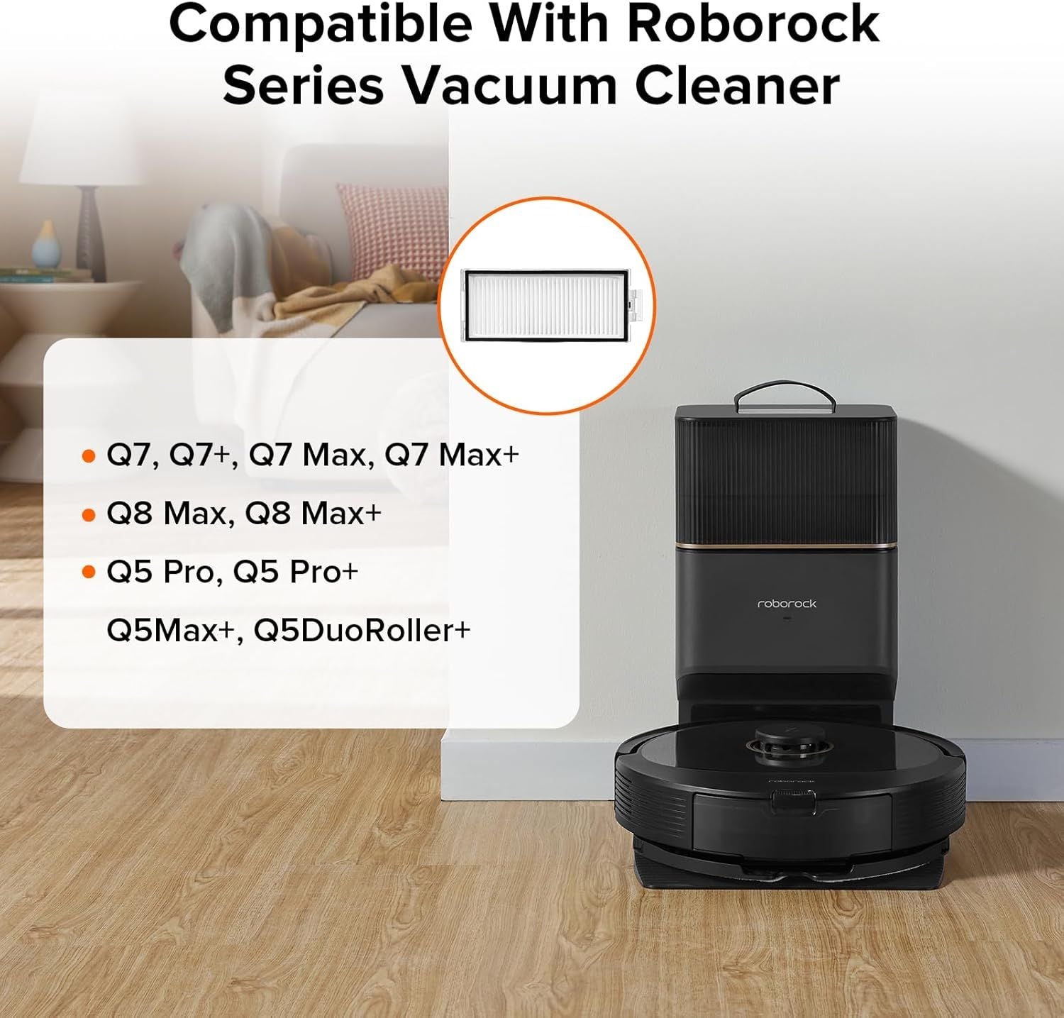 Washable ilter or Q7 Max, Q7 Max+, Q8 Max, Q8 Max+, Q5 Pro, Q5 Pro+, Q5 Max+, Q5 DuoRoller+ Robot Vacuum Cleaners 2Pcs , Replacement Washable ilter or Robotic Vacuum