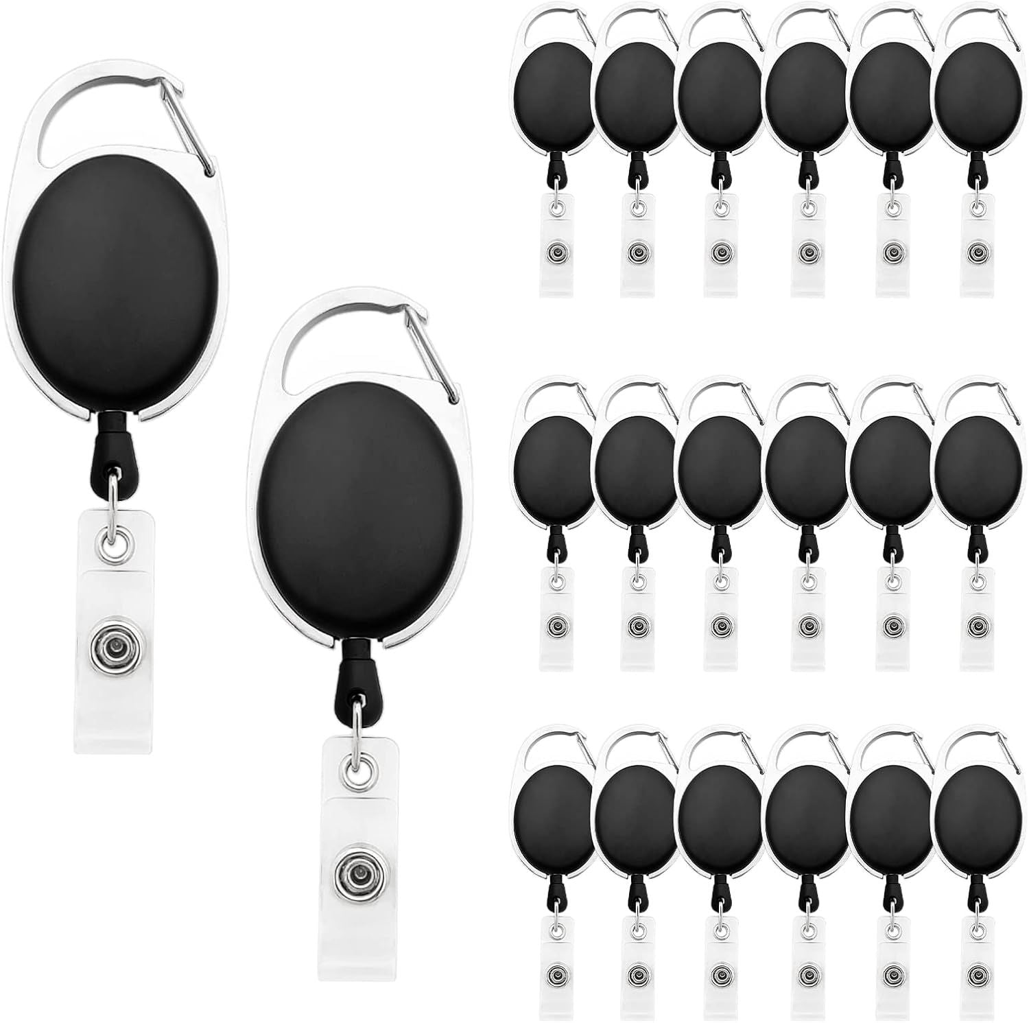 20Pcs Retractable ID Badge Holders ID Badge Reels with Clip Retractable Badge Holders or Oice Worker Doctor Nurse Black