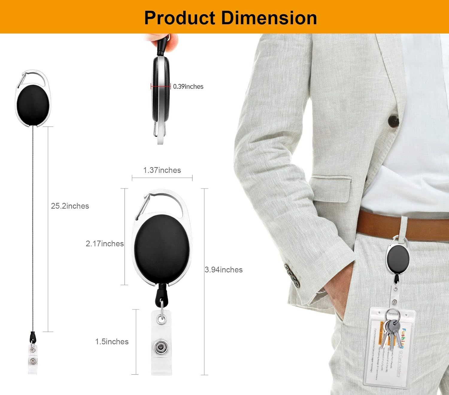 20Pcs Retractable ID Badge Holders ID Badge Reels with Clip Retractable Badge Holders or Oice Worker Doctor Nurse Black