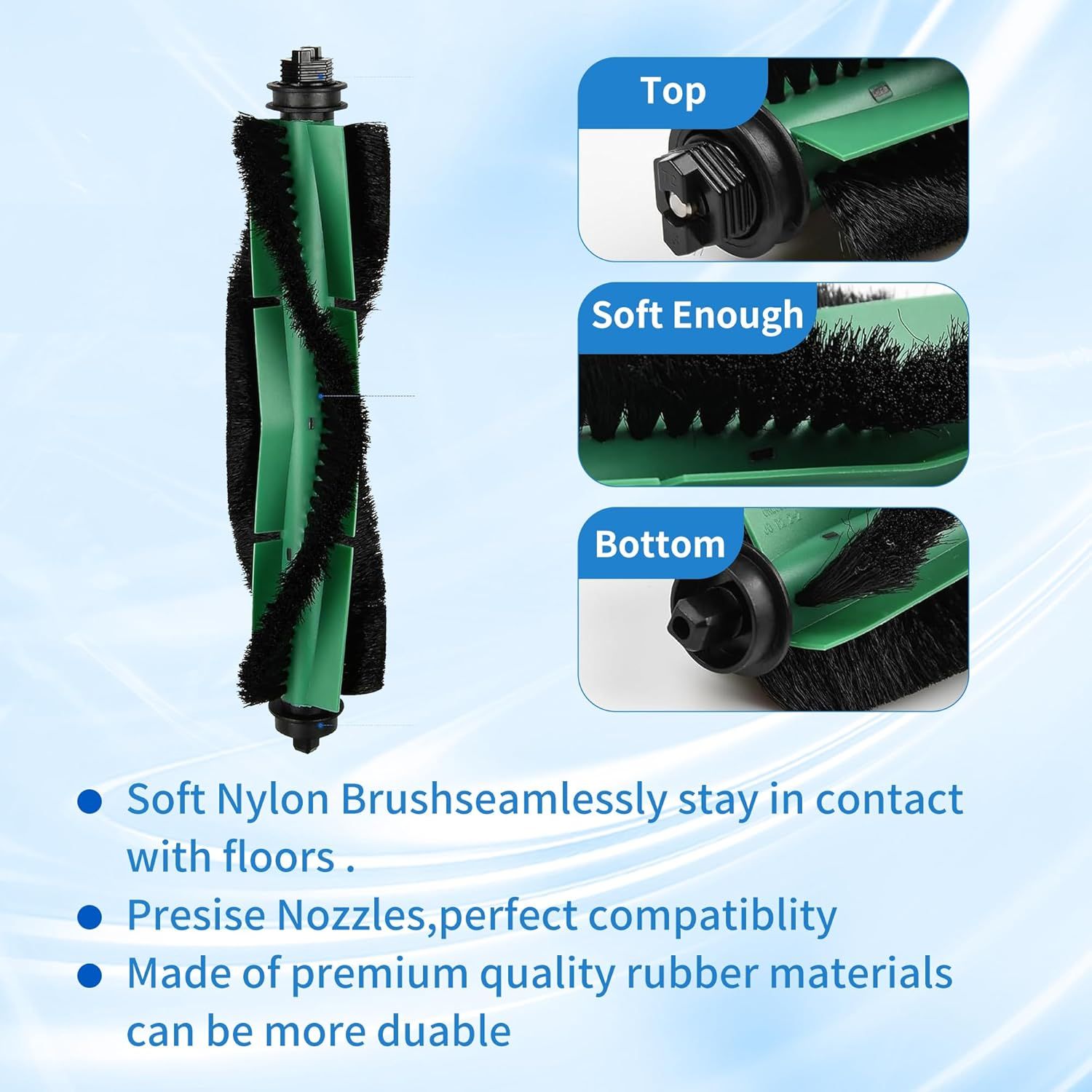 Replacement Parts Compatible with Irobot Roomba Essential Vacuum 100 1000 Series 104 105 106 108 1010 1020 Vac/Combo Y0110 Y0140 Q011 Q0120 Q0520 Includes 1 Brush Roller & 6 Side Brush & 6 ilters