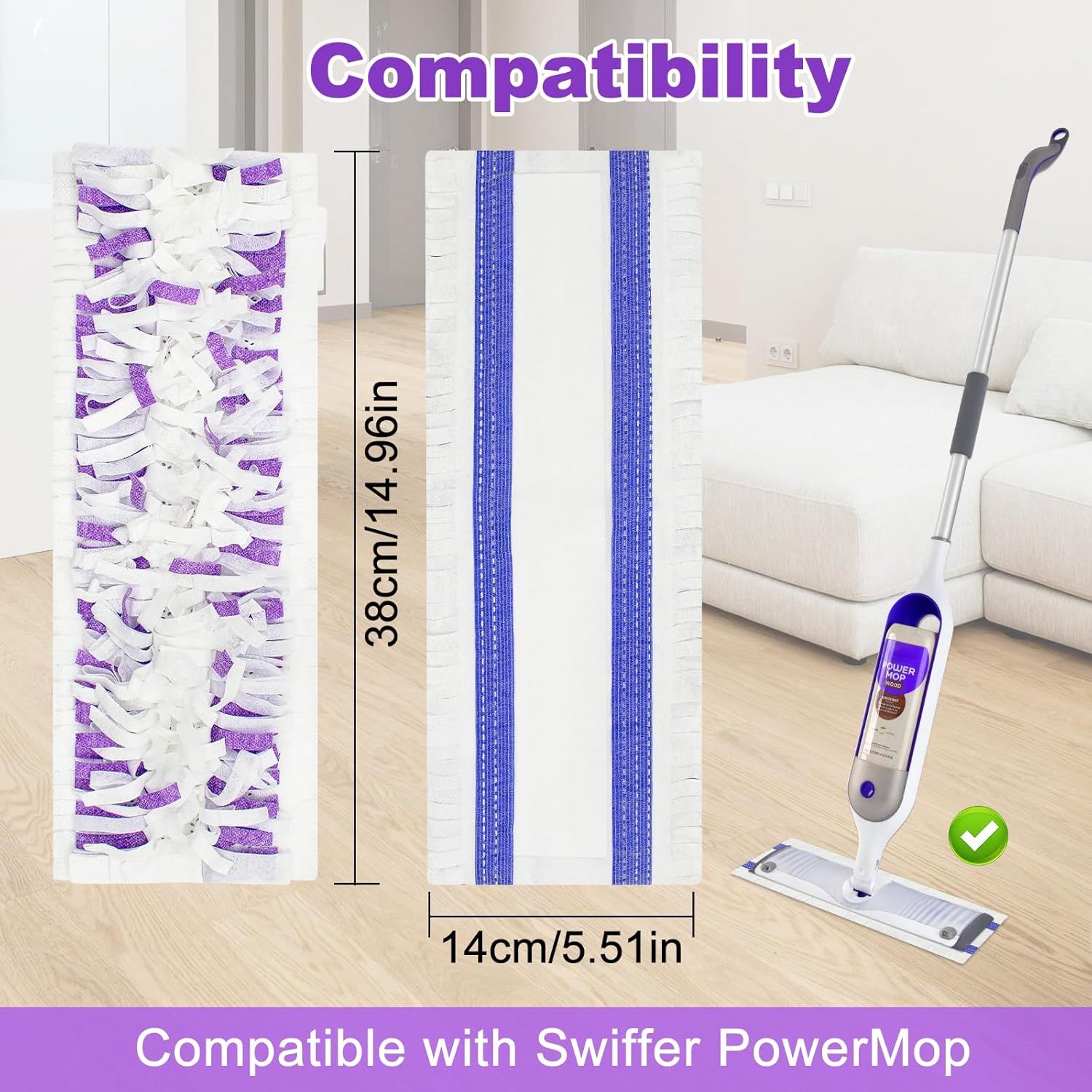 30 Pack Valuable Disposable Mopping Pad Reills Compatible with Swier PowerMop, Power Mop Reill Pads Replacements or Swier Power Mop Spray Mop Dry&Wet Pads Reills or Multi-Surace loor Clean