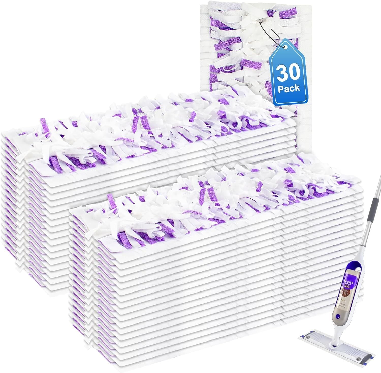 30 Pack Valuable Disposable Mopping Pad Reills Compatible with Swier PowerMop, Power Mop Reill Pads Replacements or Swier Power Mop Spray Mop Dry&Wet Pads Reills or Multi-Surace loor Clean