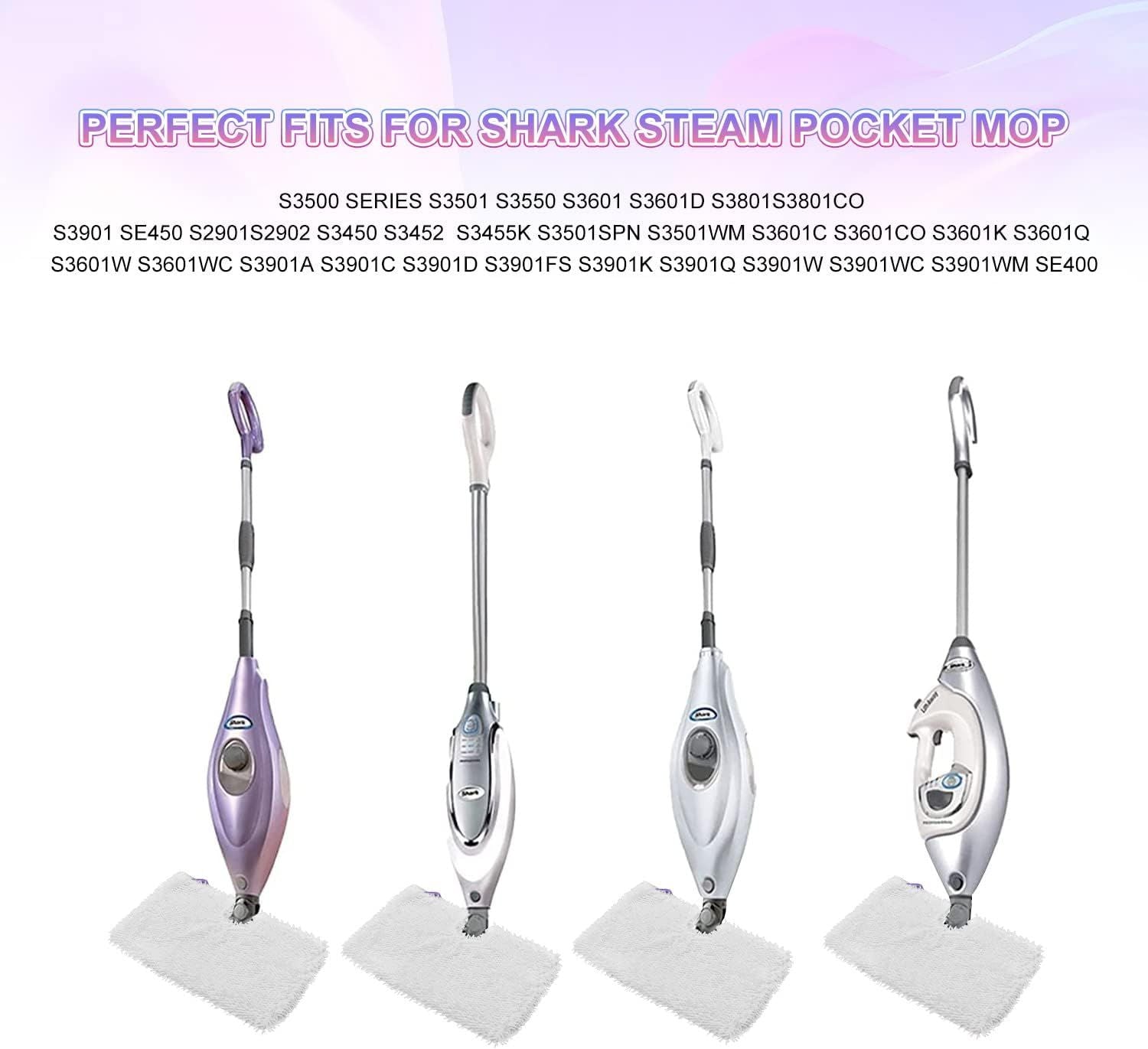 6 Pack Microiber Steam Mop Replacement Pads or Shark Steam Mops S3500 Series S3501 S3601 S3550 S3901 SE450 S3801CO S3601D S2901 S2902 Steam Pocket Mop Pads loor Cleaning Reusable or Shark Mop Pads