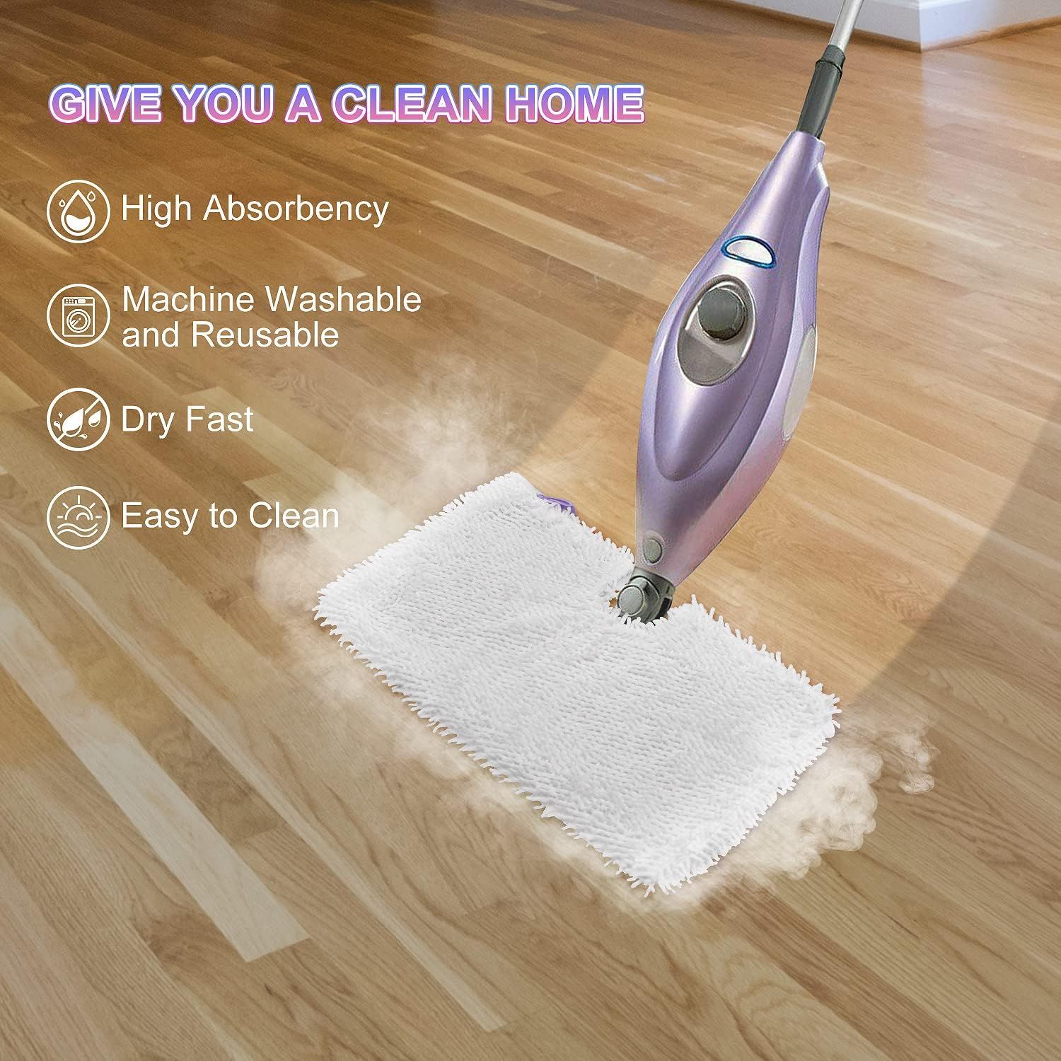 6 Pack Microiber Steam Mop Replacement Pads or Shark Steam Mops S3500 Series S3501 S3601 S3550 S3901 SE450 S3801CO S3601D S2901 S2902 Steam Pocket Mop Pads loor Cleaning Reusable or Shark Mop Pads