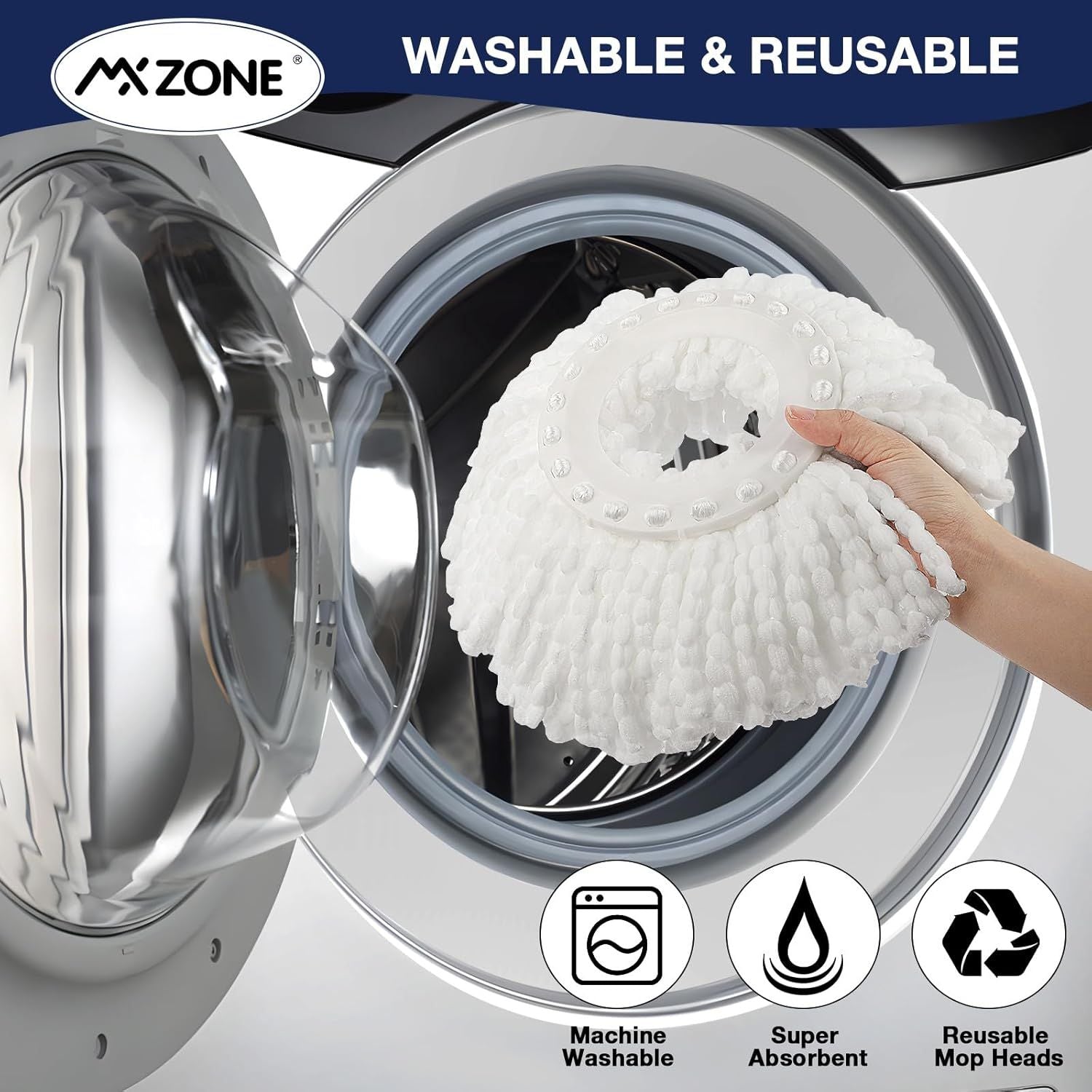 Spin Mop Replacement Head 5 Pack Magic Mop Reill or Hurricane 360° Systems, Microiber Spin Mop Head, Round Shape Standard Universal Size