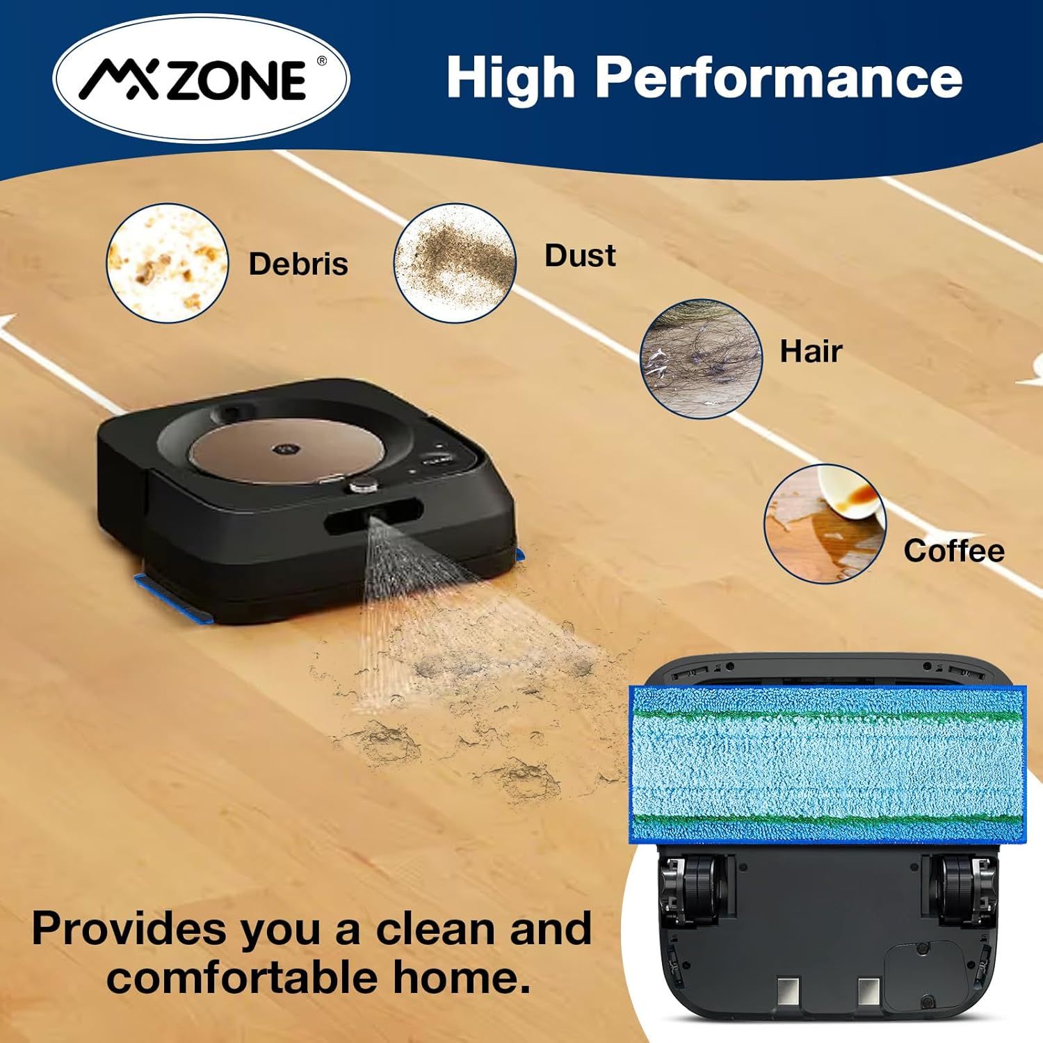 Upgraded M6 Wet Mopping Pads or iRobot Braava Jet M6 Series 6110 6012 6112 6113 Ultimate Robot Mops, New Sticky Design, Detachable, Washable and Reusable M6 Mop Pads or iRobot, 8 Pack