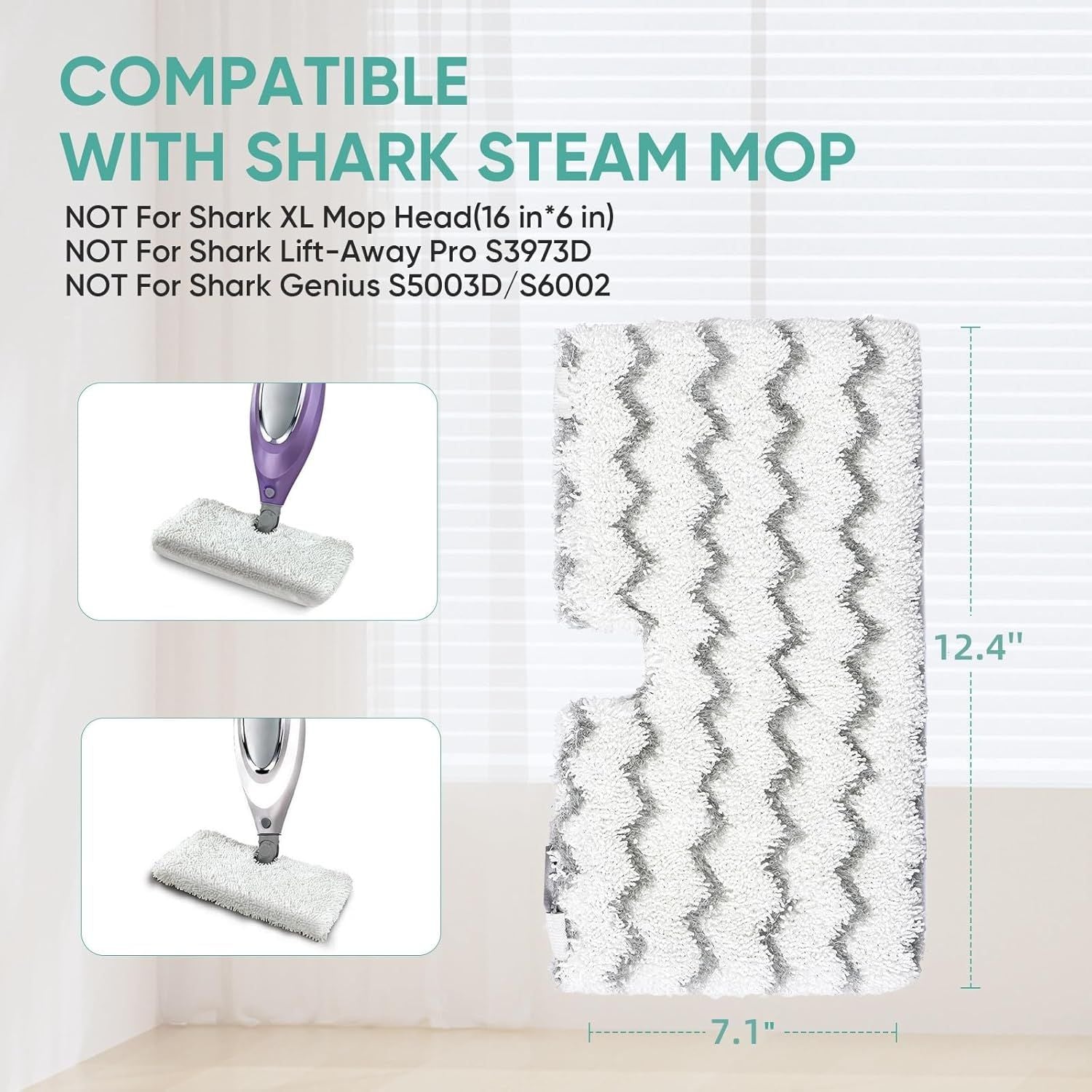 4 Pack S3501 S3601 Steam Pocket Mop Pads or Shark S3500 Series S3501 S3601 S3550 S3901 SE450 S3801CO S3601D S2901 S2902 Steam Mop Pads Washable