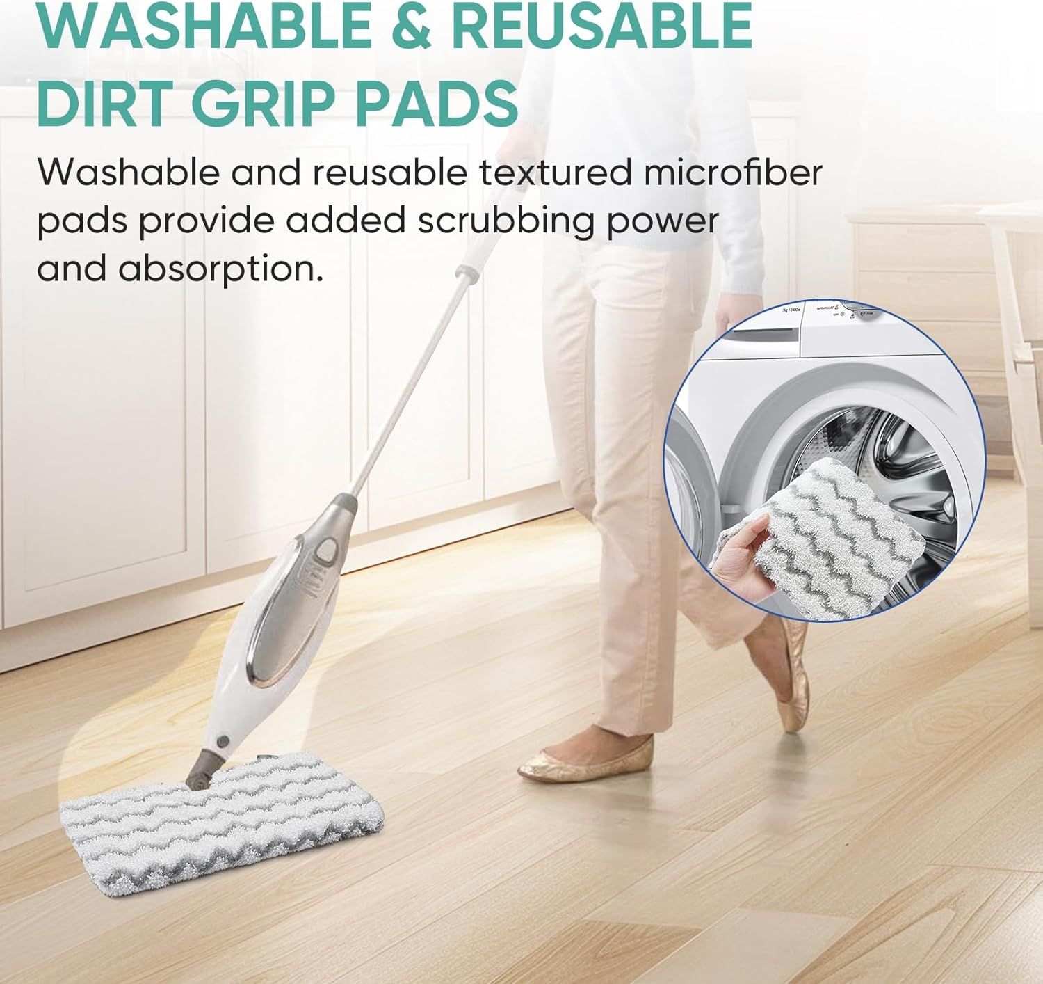 4 Pack S3501 S3601 Steam Pocket Mop Pads or Shark S3500 Series S3501 S3601 S3550 S3901 SE450 S3801CO S3601D S2901 S2902 Steam Mop Pads Washable