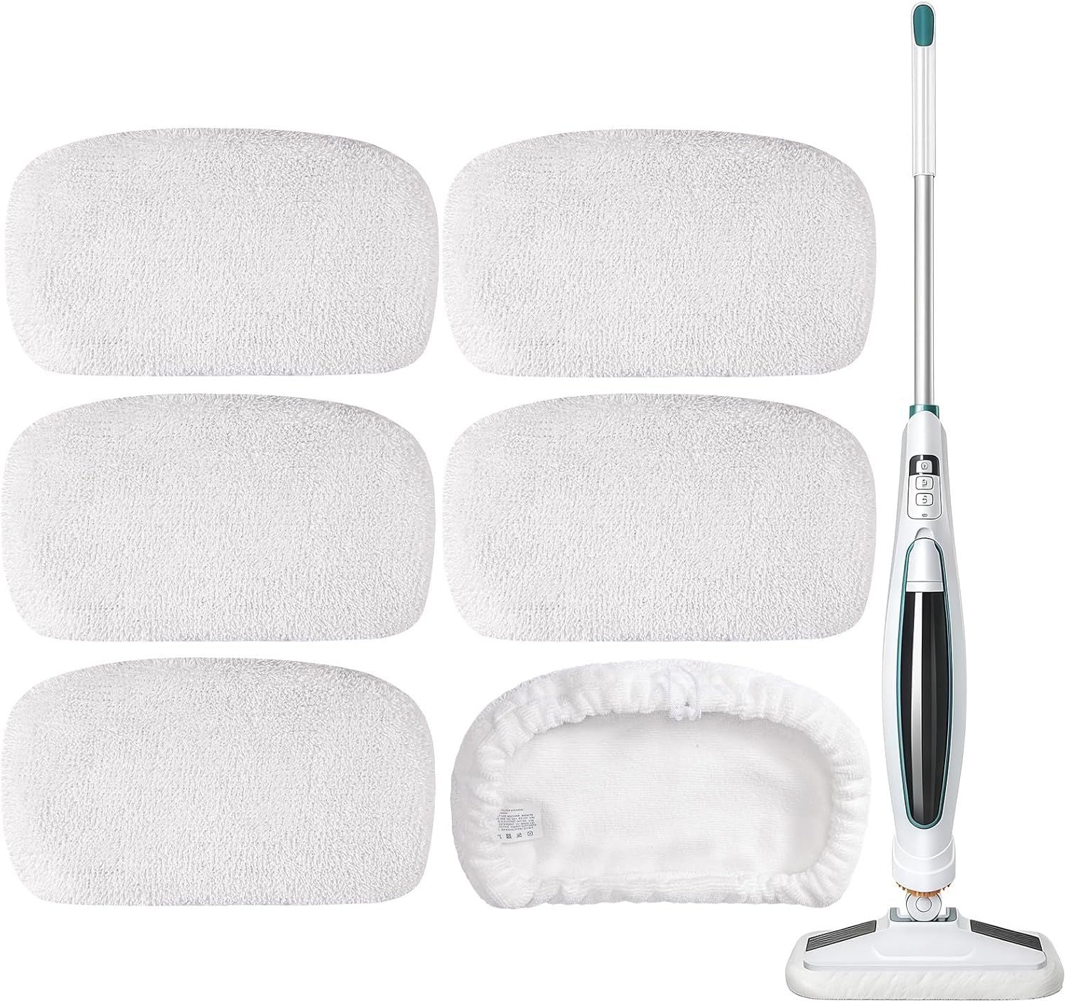 6 Pack SMP01 Microiber & Washable Steam Mop Pads Compatible with Kenmore SM2060 S200 Series loor Cleaning Steam Mop White